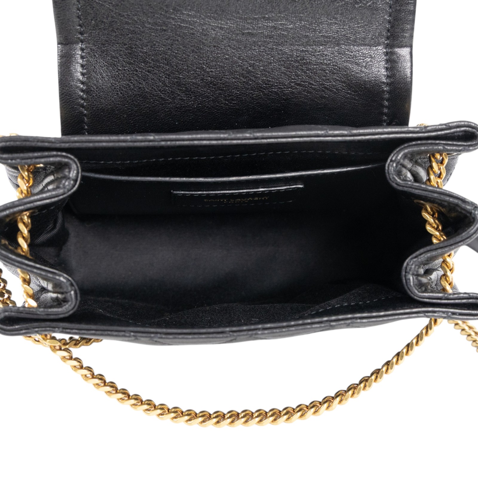 聖羅蘭 YSL SAINT LAURENT Nolia 小羊皮 迷你 手袋 肩背包 金色五金 6727381EL07 黑NOLITA MINI 無附屬品