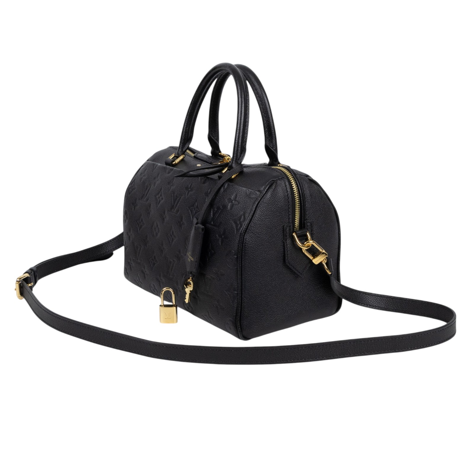 路易威登 LOUIS VUITTON Speedy 25 NM 手提波士頓包 壓紋牛皮 黑色 M42401  防塵袋/背帶/鎖組/購買證明