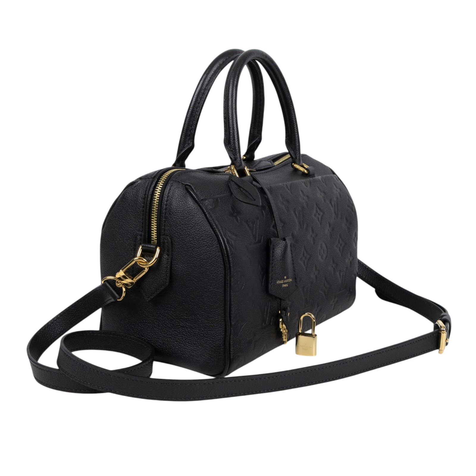 路易威登 LOUIS VUITTON Speedy 25 NM 手提波士頓包 壓紋牛皮 黑色 M42401  防塵袋/背帶/鎖組/購買證明