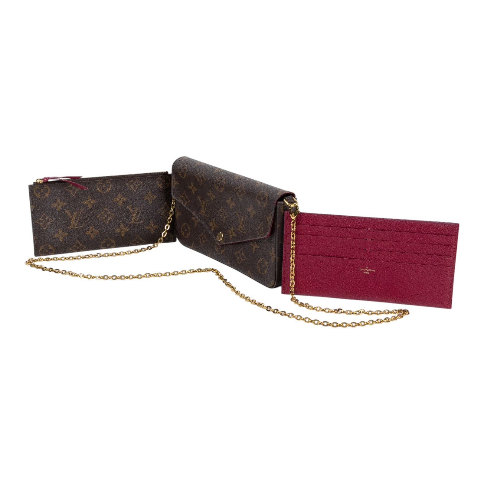 路易威登 LOUIS VUITTON Pochette Félicie 三合一鏈條包 紫紅色 M61276  內袋2/背帶