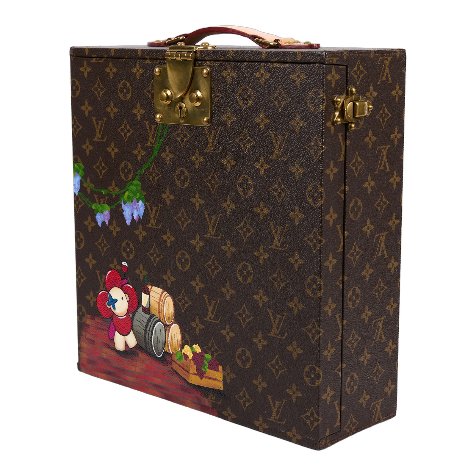 路易威登 LOUIS VUITTON 老花 葡萄酒 紅酒 硬箱 M21830 原花vivienne印花紅酒禮盒硬箱(附兩個紅酒杯) 防塵袋/鑰匙2/紅酒杯2