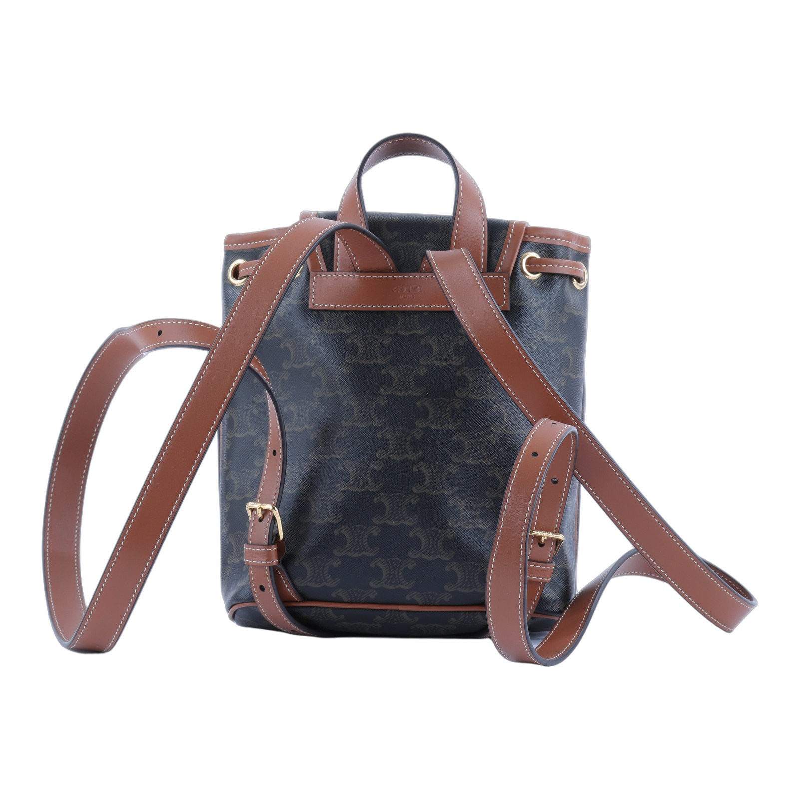 思琳 CELINE Triomphe帆布 小牛皮 迷你 Folco 後背包 197662CAS 原花TRIOMPHE FOLCO後背包 迷你款 防塵袋/收據