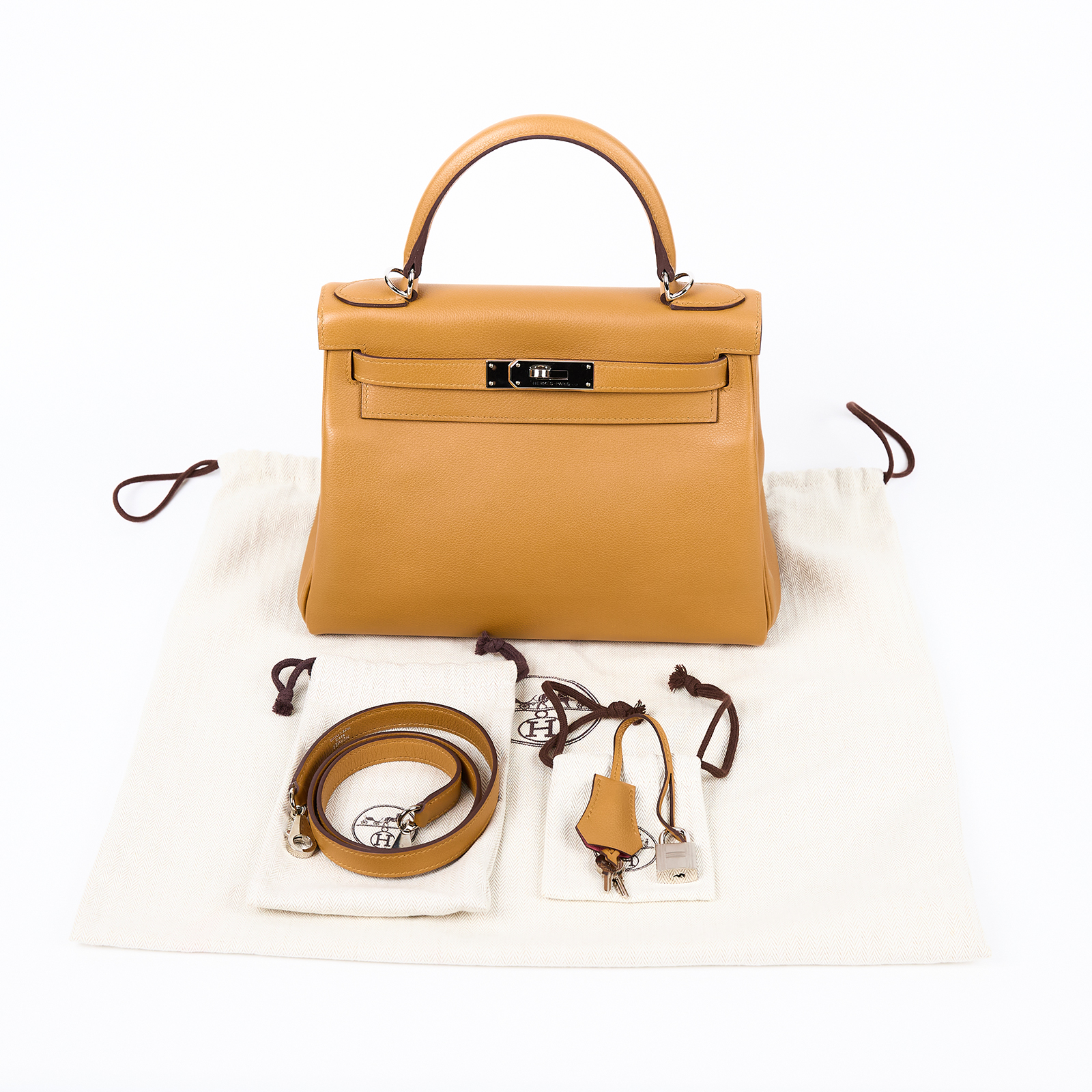 愛馬仕 Hermes Kelly Bag 凱莉包 28 KL28 Y MM 474 NN Y刻 棕粉雙色KELLY 28 防塵袋/背帶/鎖組