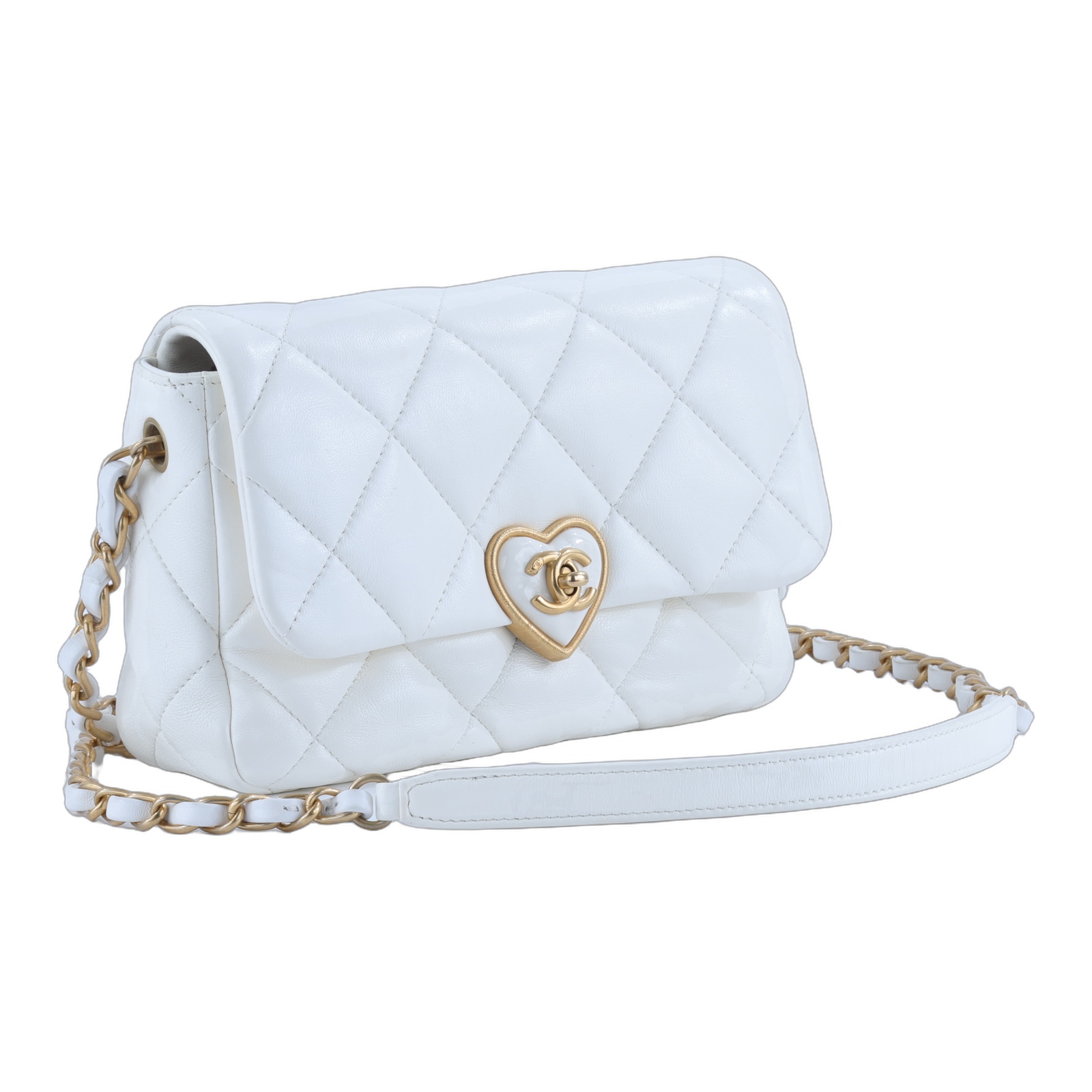 香奈兒 CHANEL CF Flap Bag  肩背 斜背包 AS3986 晶片款 白金羊愛心掀蓋包 無附屬品