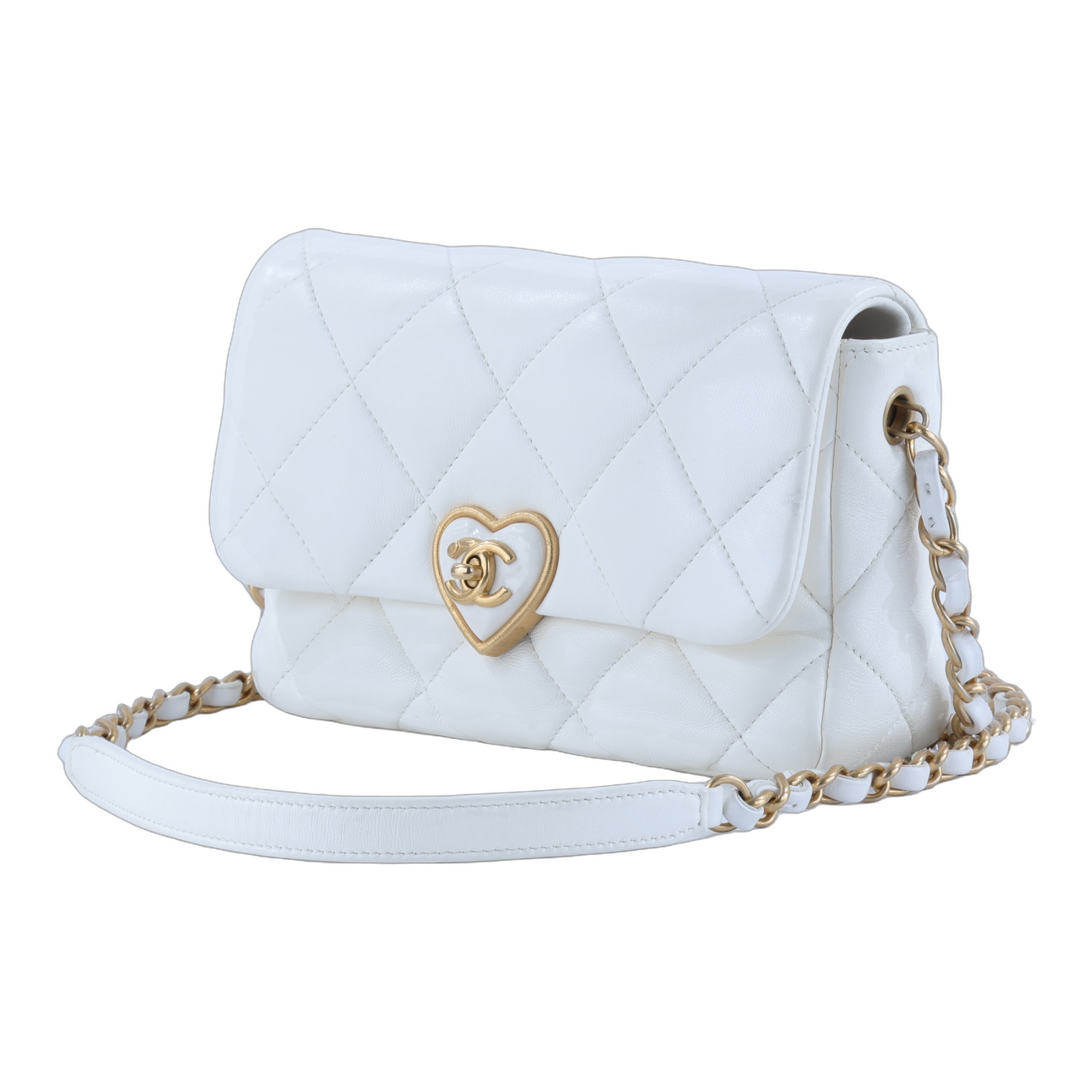 香奈兒 CHANEL CF Flap Bag  肩背 斜背包 AS3986 晶片款 白金羊愛心掀蓋包 無附屬品
