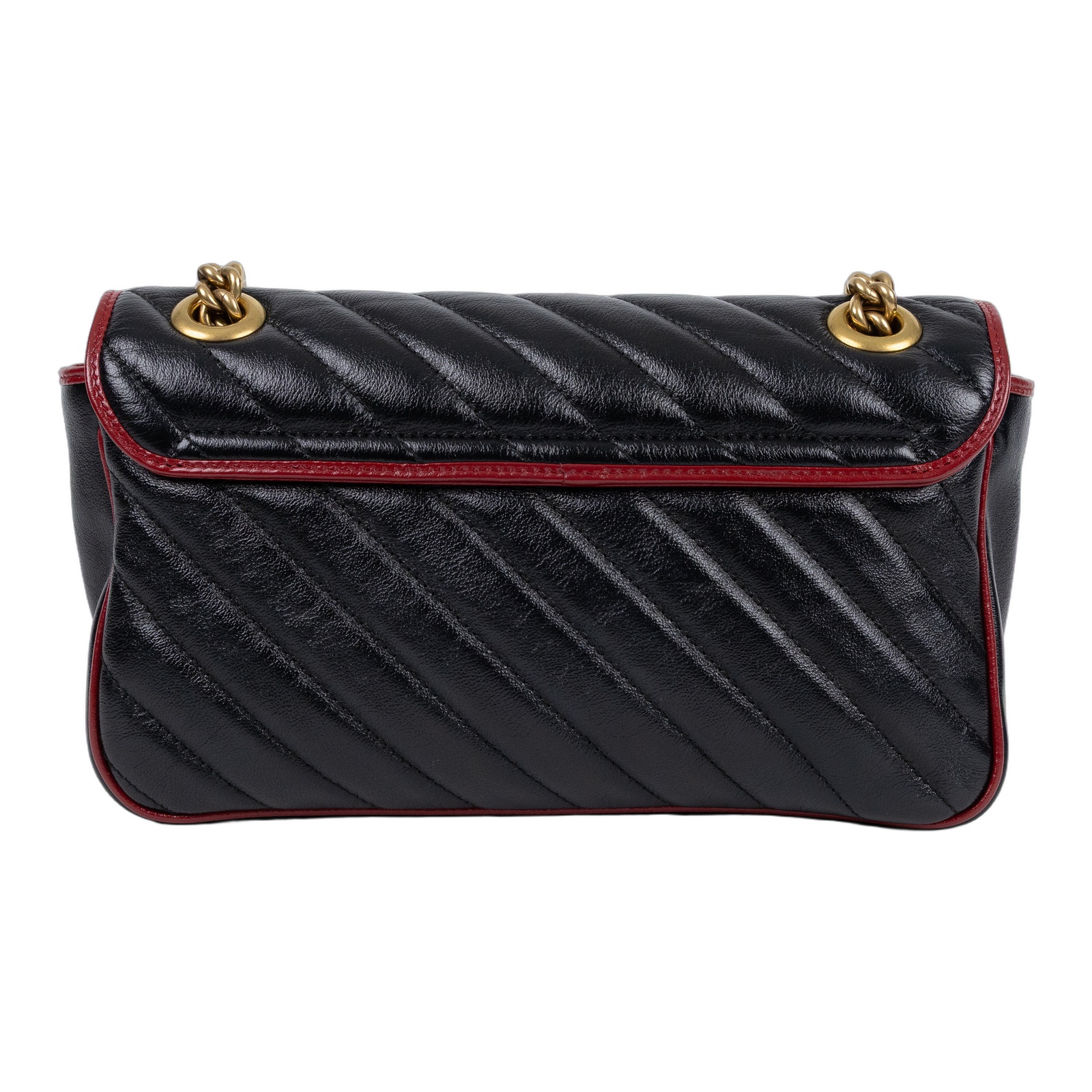 古馳 GUCCI GG Marmont 小型 絎縫 肩揹袋 443497 DTDIT 黑金紅邊MARMONT 26CM 無附屬品