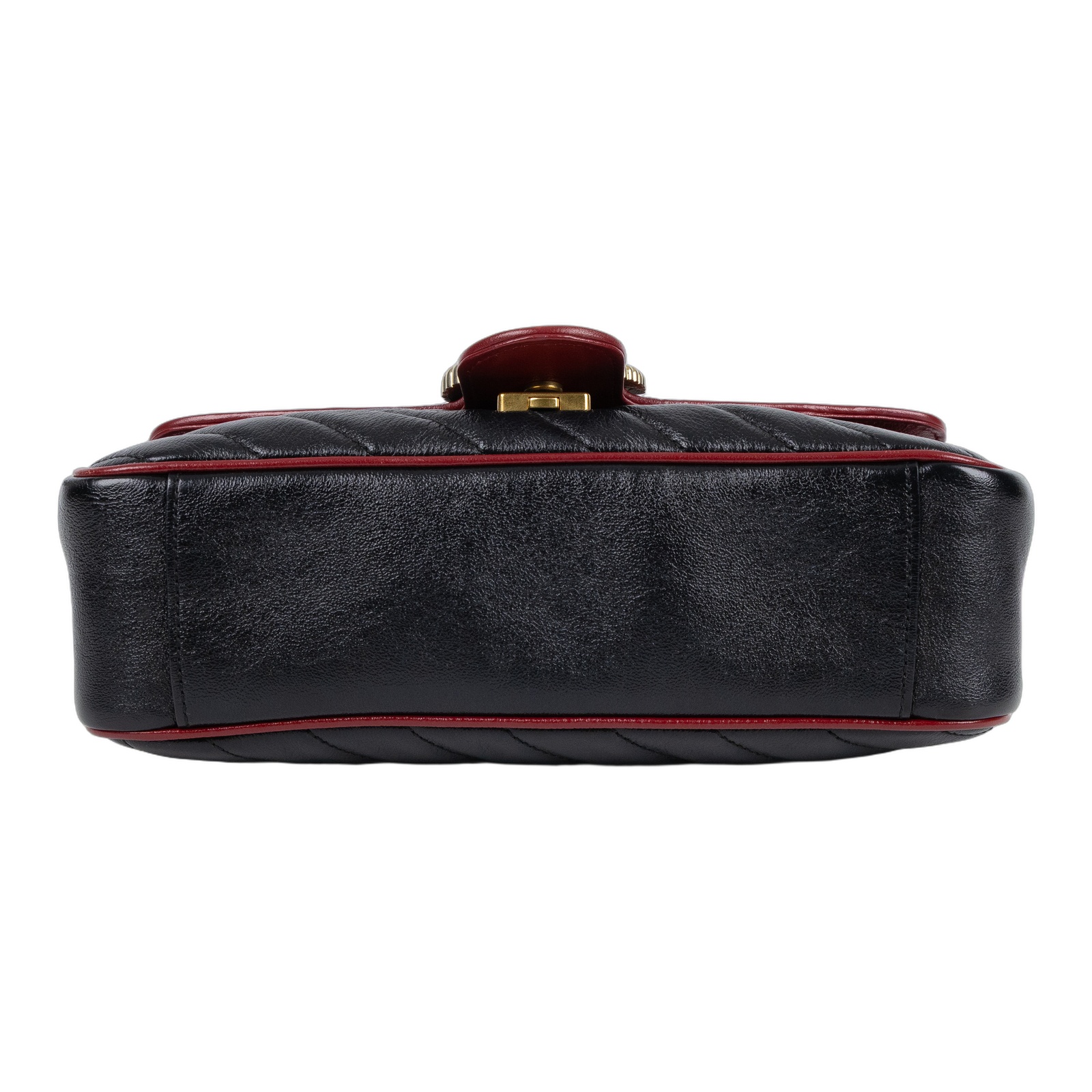 古馳 GUCCI GG Marmont 小型 絎縫 肩揹袋 443497 DTDIT 黑金紅邊MARMONT 26CM 無附屬品