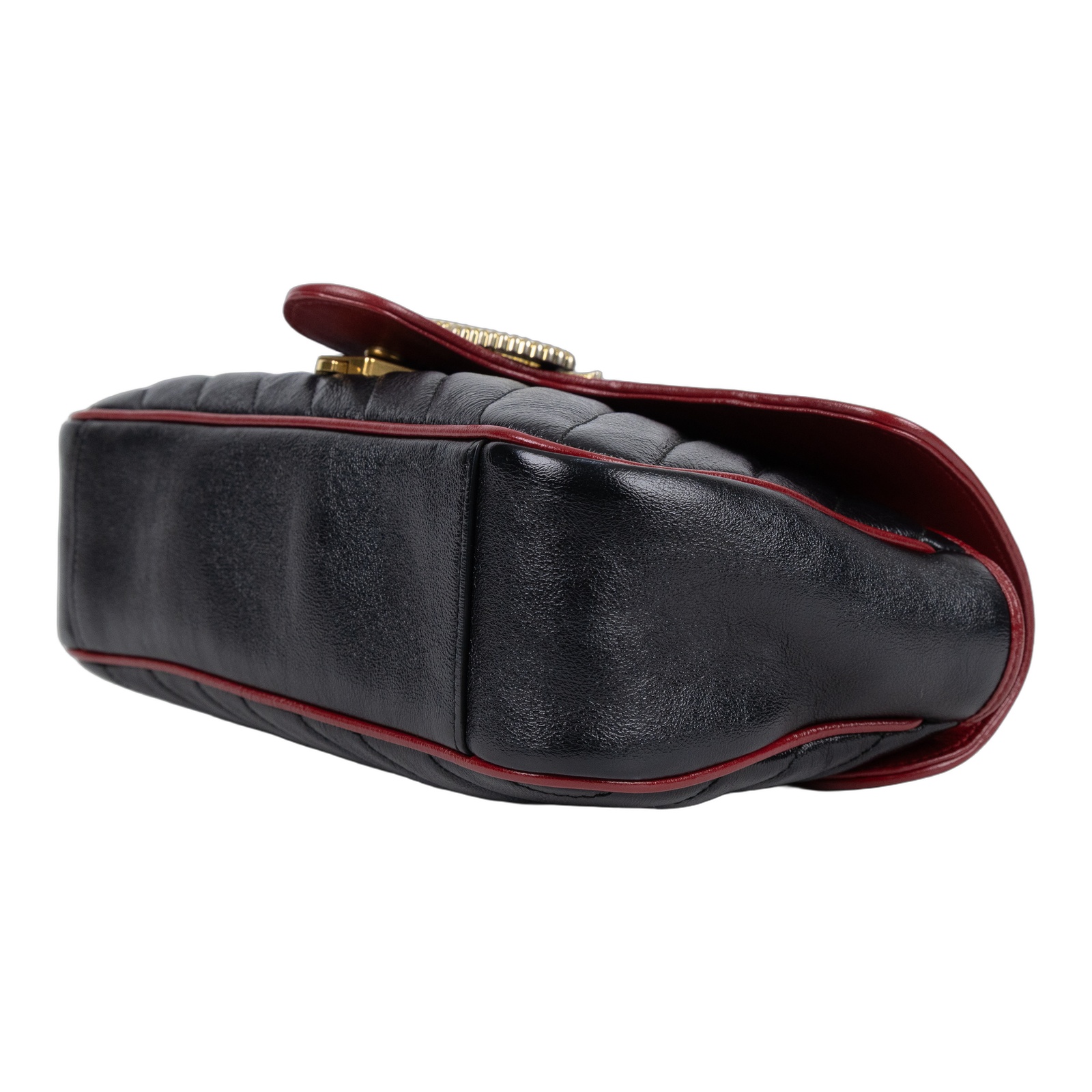 古馳 GUCCI GG Marmont 小型 絎縫 肩揹袋 443497 DTDIT 黑金紅邊MARMONT 26CM 無附屬品