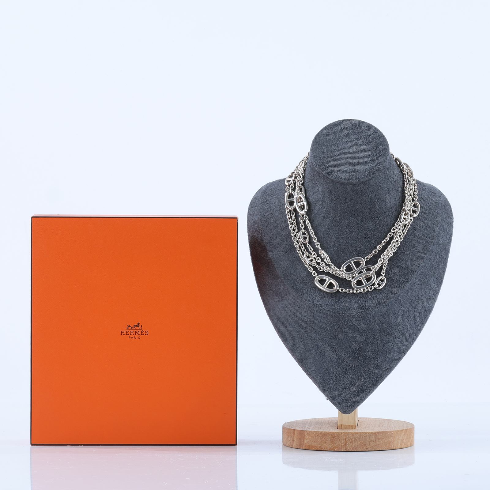 愛馬仕 Hermes Farandole 160 豬鼻子 長項鍊 H104569Bv00 18G163185 925 純銀豬鼻長項鍊160cm 原廠盒子/內襯