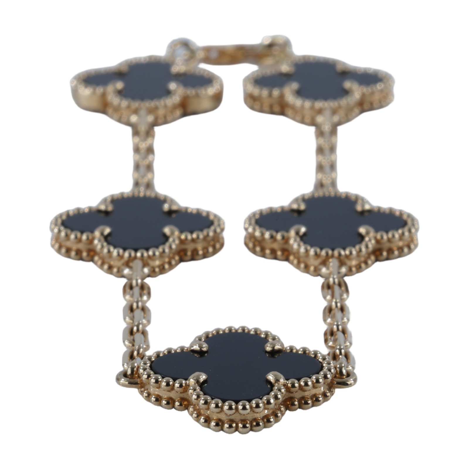 梵克雅寶 Van Cleef & Arpels Vintage Alhambra手鍊 5枚四葉幸運圖騰 VCARA41300  原廠盒子/防塵袋/保證卡/購買證明/發票/清潔組