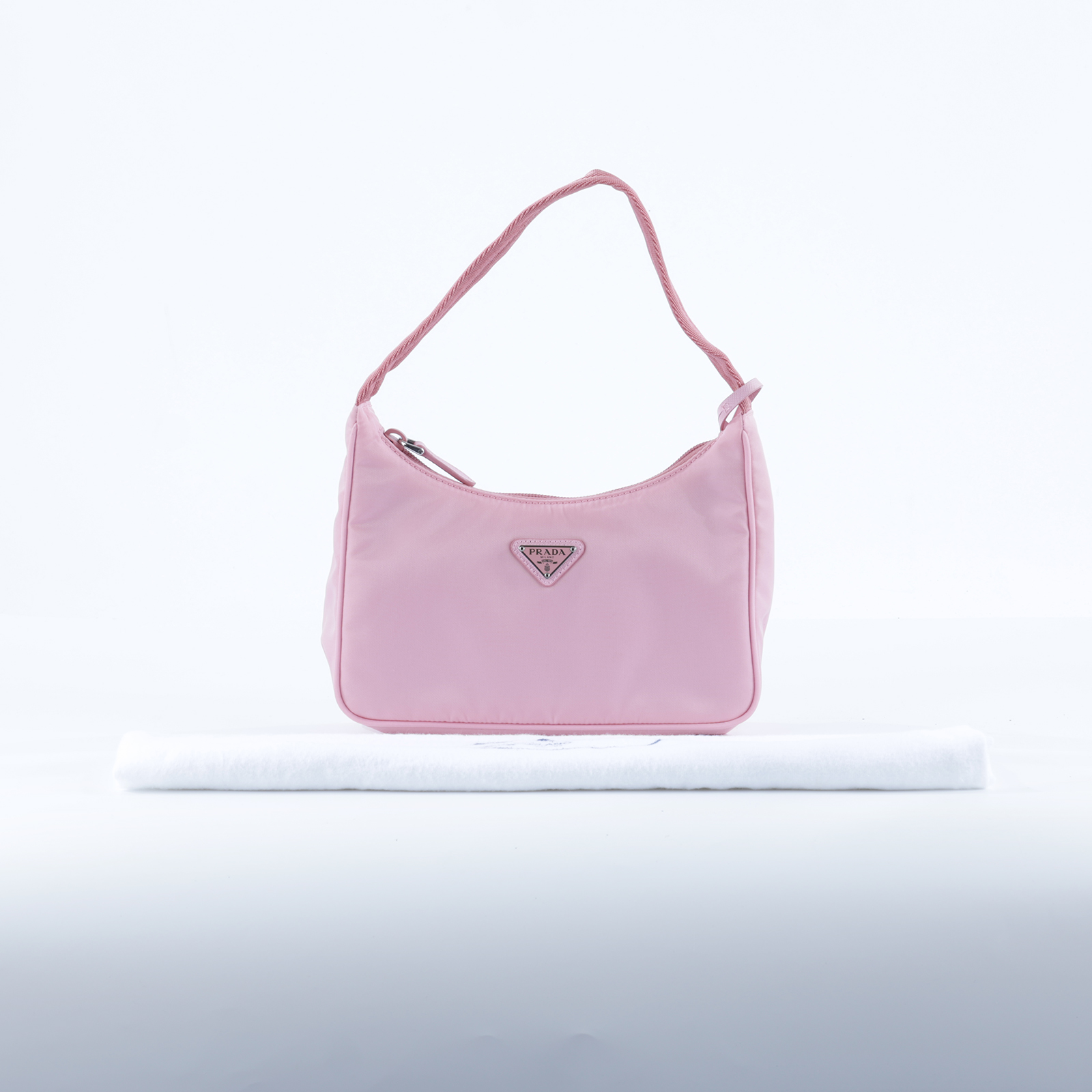 普拉達 PRADA Re-Edition 迷你 Hobo 包 1NE515_RDH0 粉尼龍HOBO腋下包 防塵袋