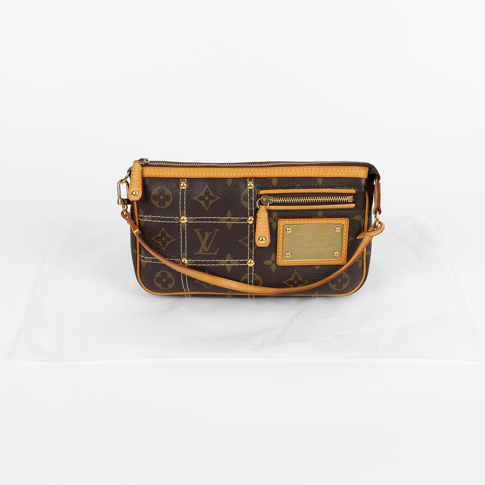 路易威登 LOUIS VUITTON Rivet Pochette Accessoires 麻將包 手提包 M40141  背帶