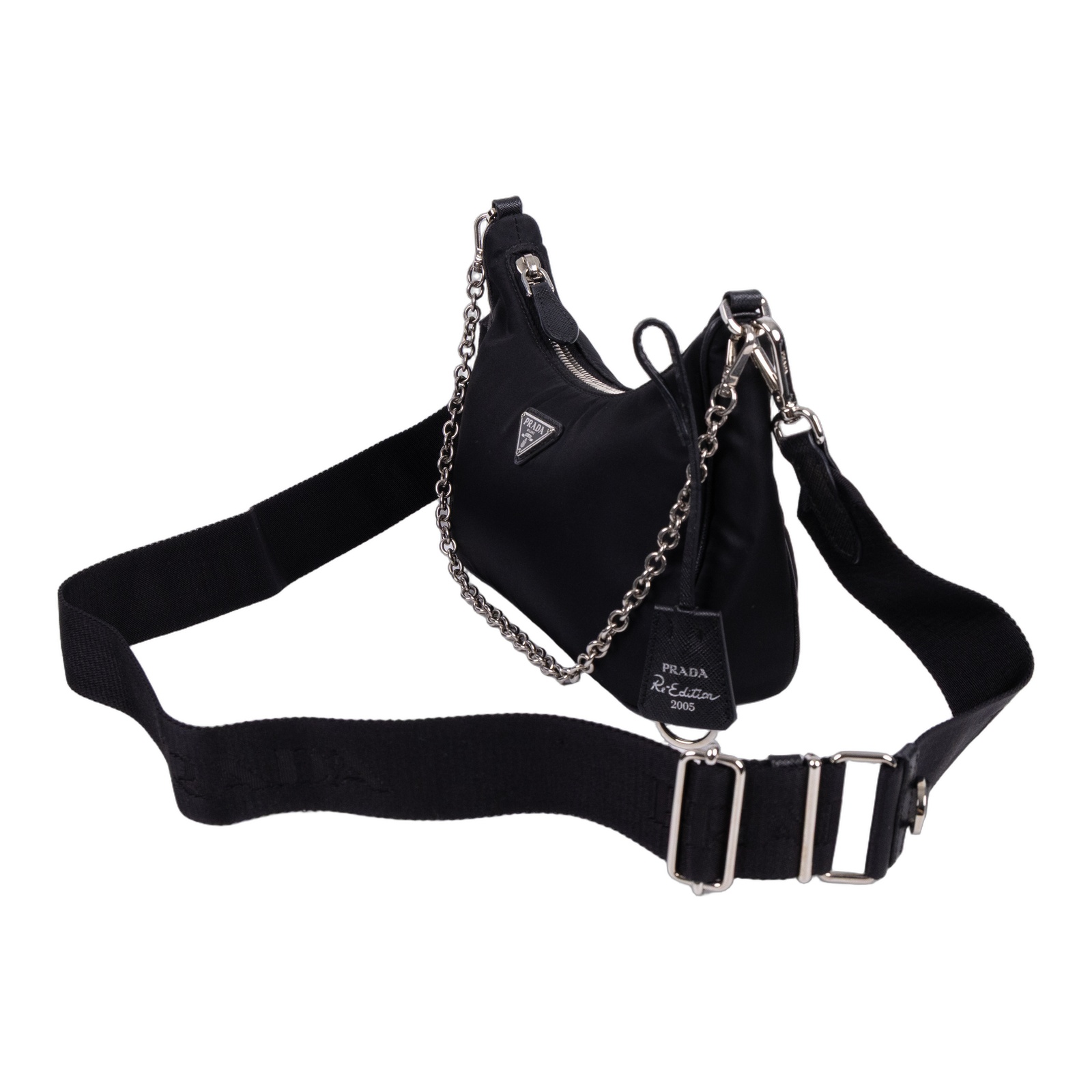 普拉達 PRADA Re-Edition 2005 Re-Nylon 手袋 1BH204_R064 黑尼龍三合一HOBO 防塵袋/背帶2/吊牌/保證卡