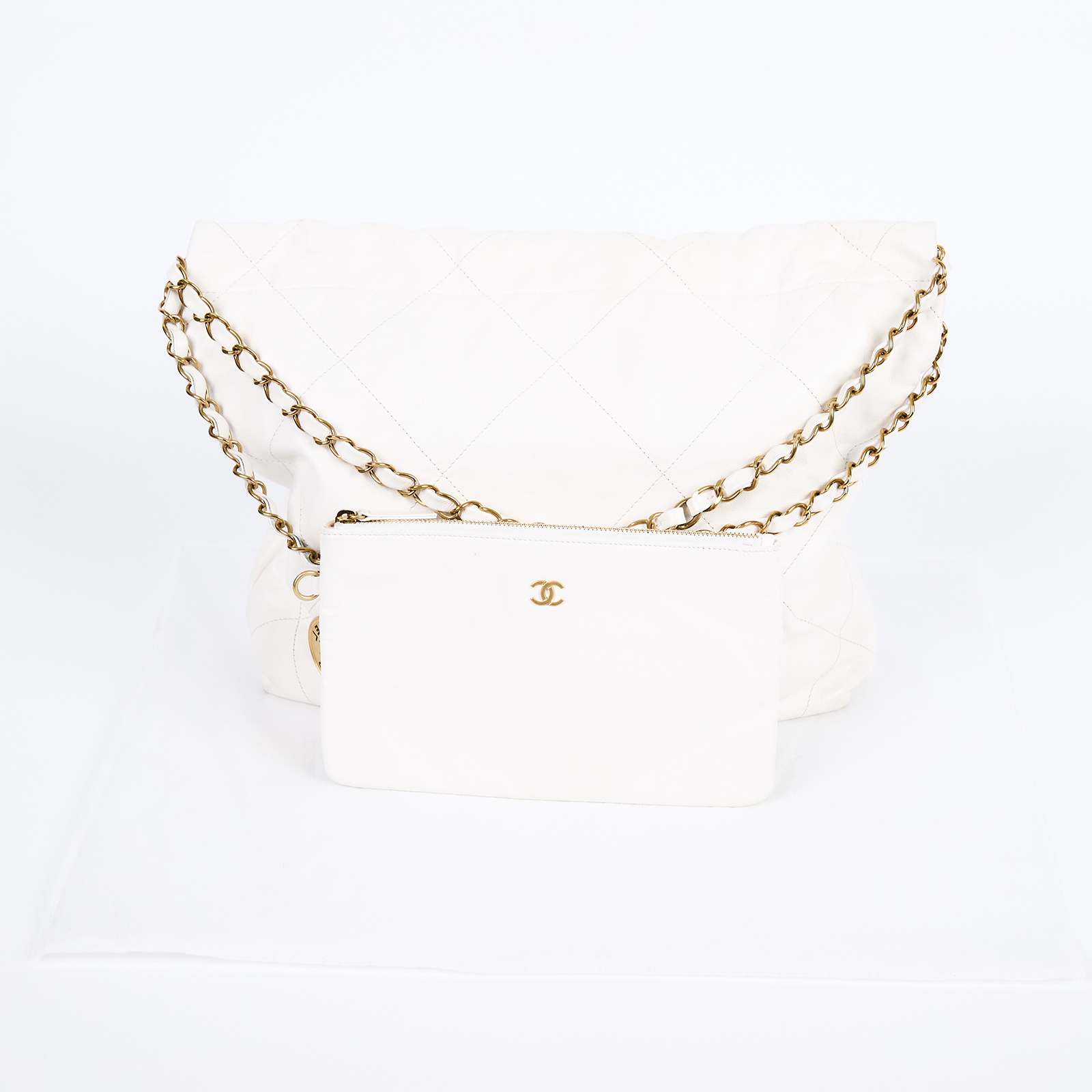 香奈兒 CHANEL 22 小型 流浪包 肩背包 AS3260 晶片款 白金22包 小號 內袋