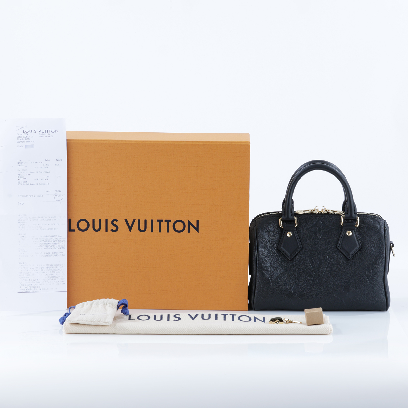路易威登 LOUIS VUITTON Speedy Bandoulière  20 Noir 手提 斜背 波士頓包 M58953 晶片款  原廠盒子/防塵袋/背帶/購買證明影本/鎖組