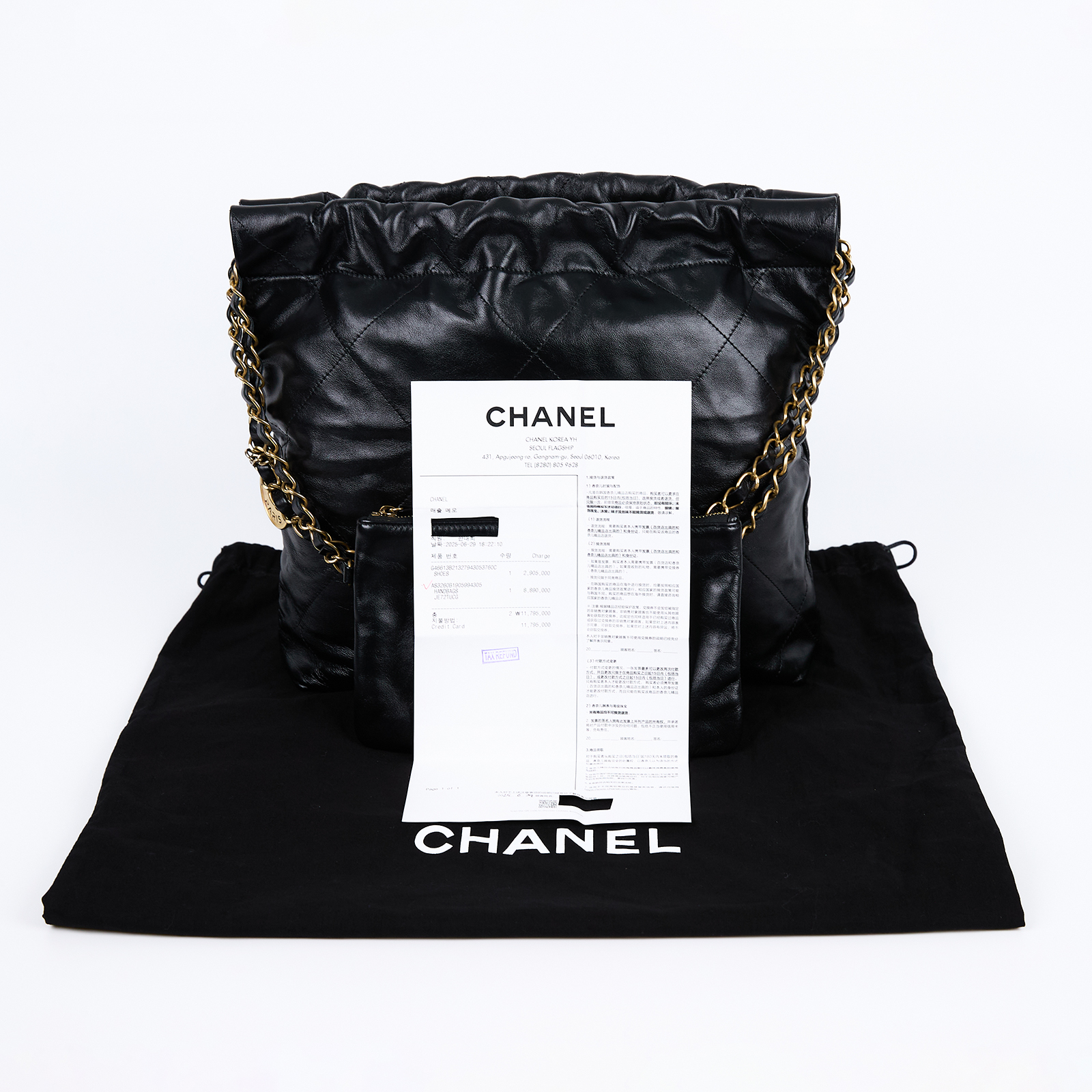 香奈兒 CHANEL 22 小型 流浪包 肩背包 AS3260 B19059 晶片款 黑金22包 小號 防塵袋/內袋/購買證明