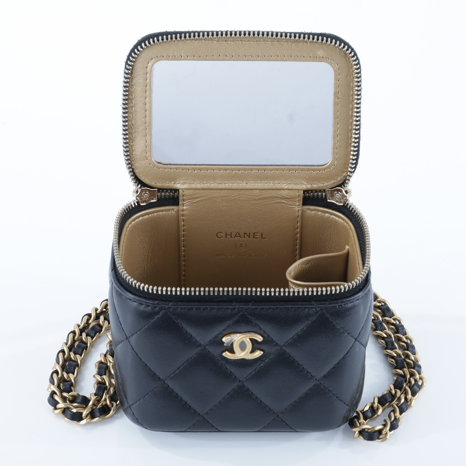 香奈兒 CHANEL Vavnity 金球 斜背 化妝包 AP1447 黑羊核桃金球小盒子 原廠盒子