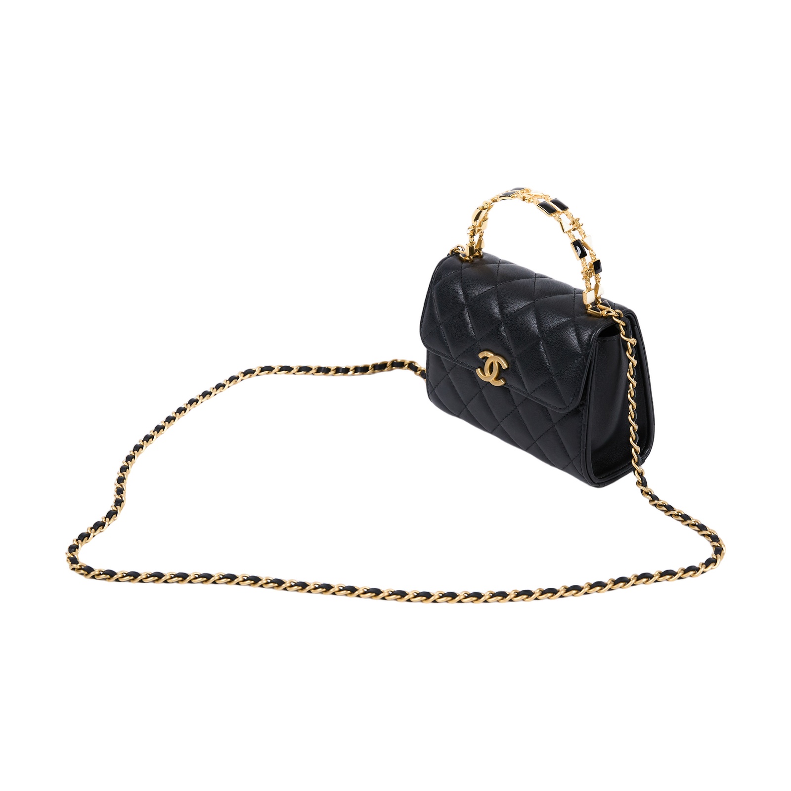香奈兒 CHANEL Handle 手提 口蓋包 AP2945 晶片款 黑金琺瑯22B HANDLE肩背包 無附屬品