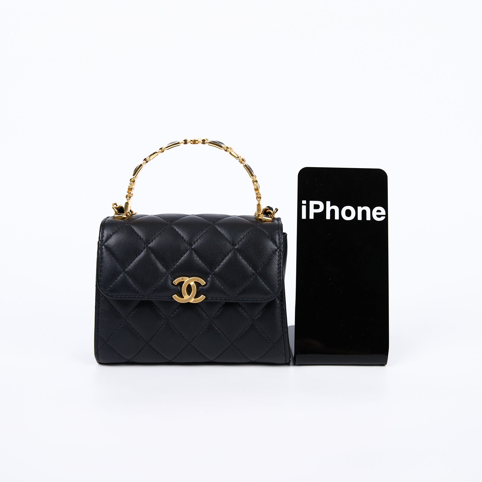 香奈兒 CHANEL Handle 手提 口蓋包 AP2945 晶片款 黑金琺瑯22B HANDLE肩背包 無附屬品