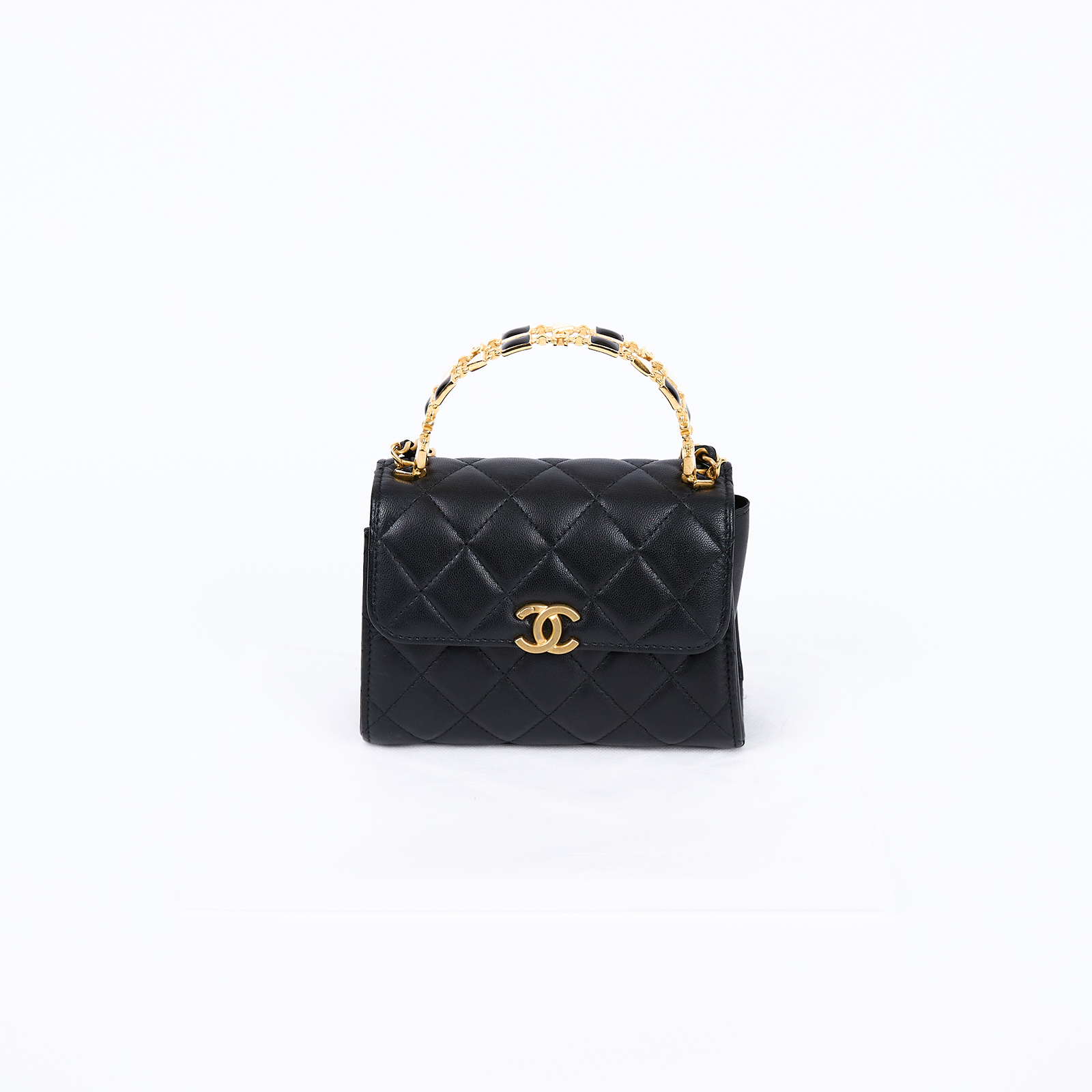 香奈兒 CHANEL Handle 手提 口蓋包 AP2945 晶片款 黑金琺瑯22B HANDLE肩背包 無附屬品