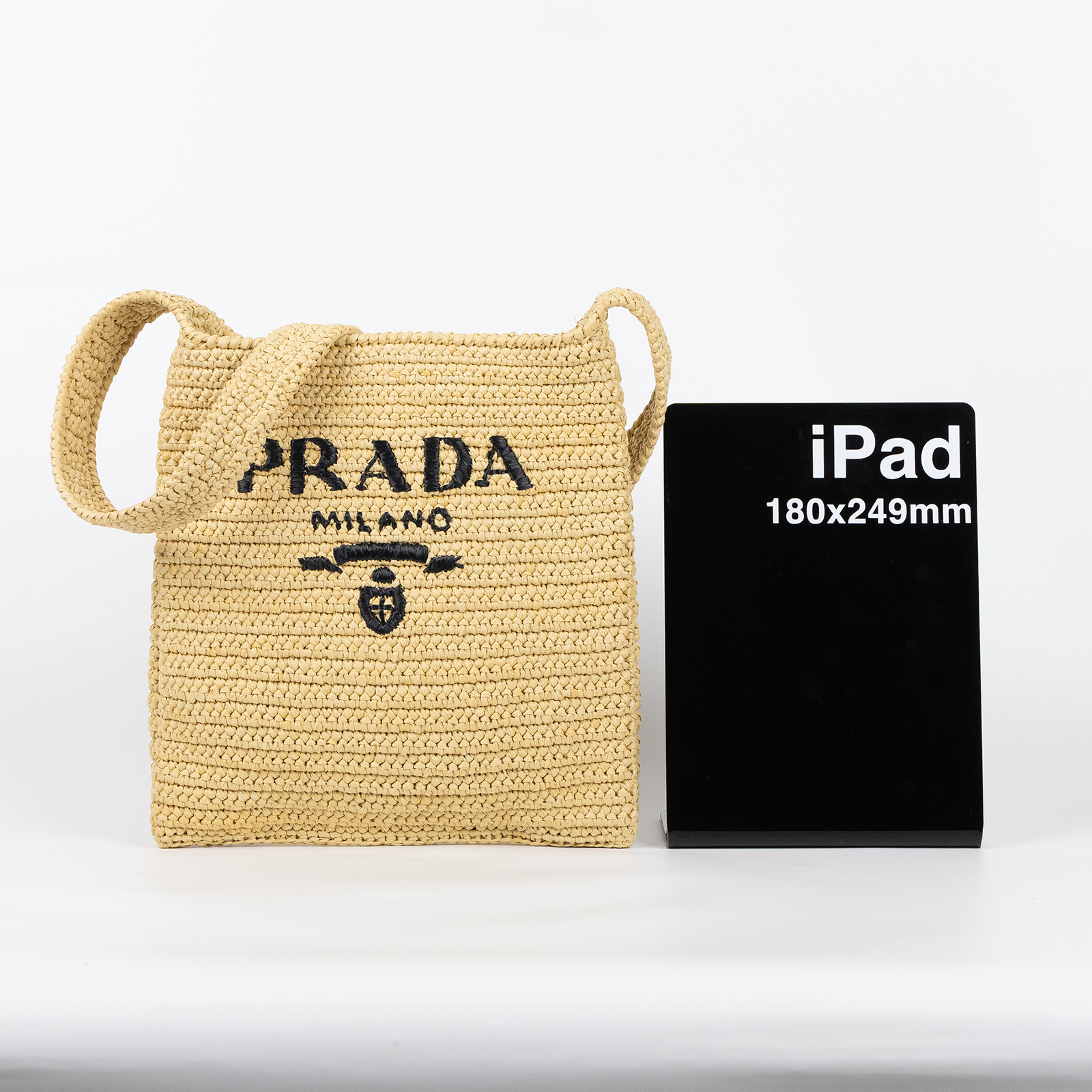 普拉達 PRADA 拉菲草 編織 托特包 肩背包 1BC184_2A2T 草編托特包 防塵袋