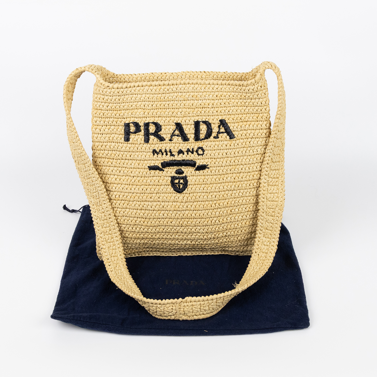 普拉達 PRADA 拉菲草 編織 托特包 肩背包 1BC184_2A2T 草編托特包 防塵袋
