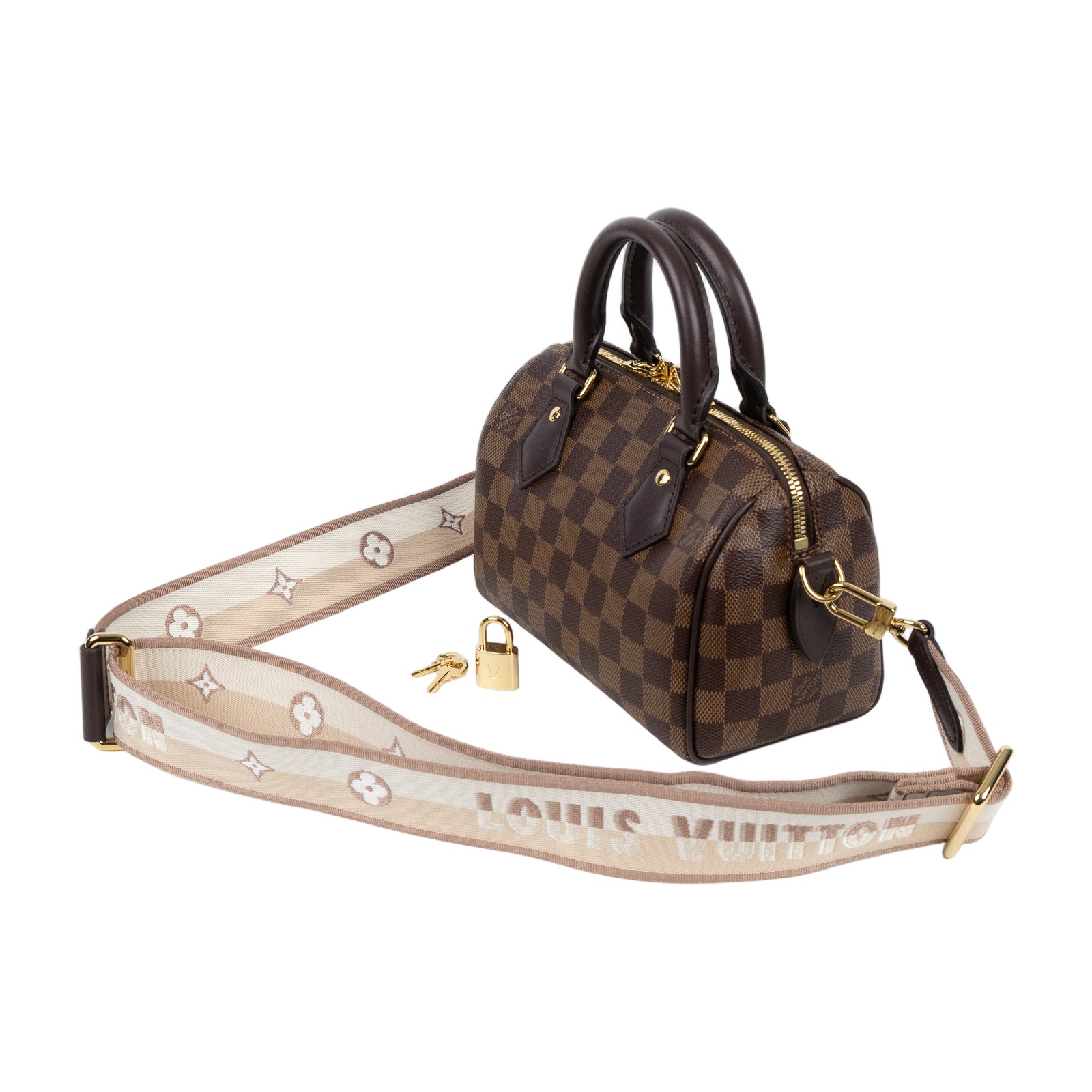 路易威登 LOUIS VUITTON Speedy Bandoulière 20 棕棋盤 手提 斜背 波士頓包 N40489 晶片款  原廠盒子/防塵袋2/背帶/鎖組/購買證明