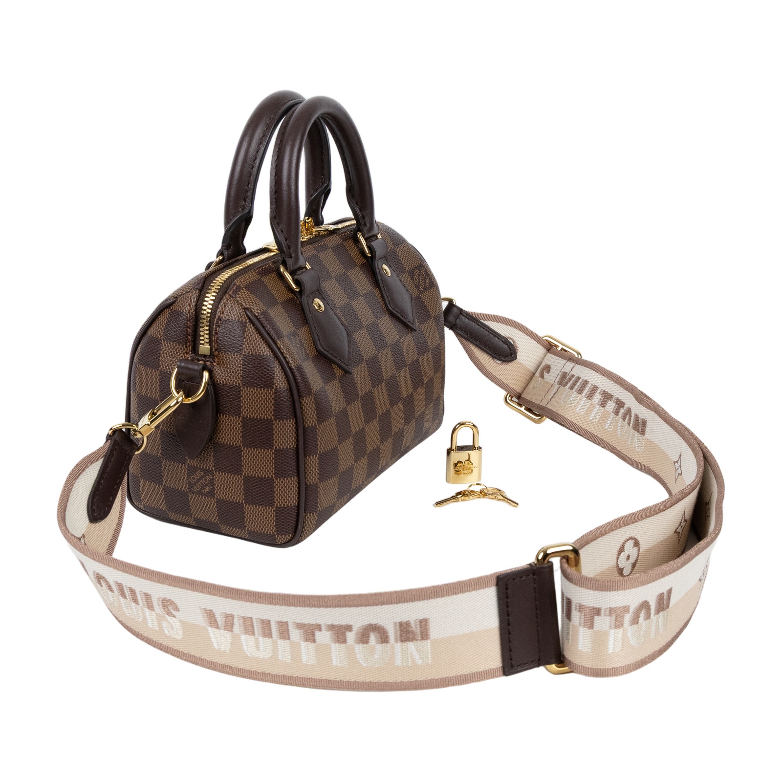 路易威登 LOUIS VUITTON Speedy Bandoulière 20 棕棋盤 手提 斜背 波士頓包 N40489 晶片款  原廠盒子/防塵袋2/背帶/鎖組/購買證明