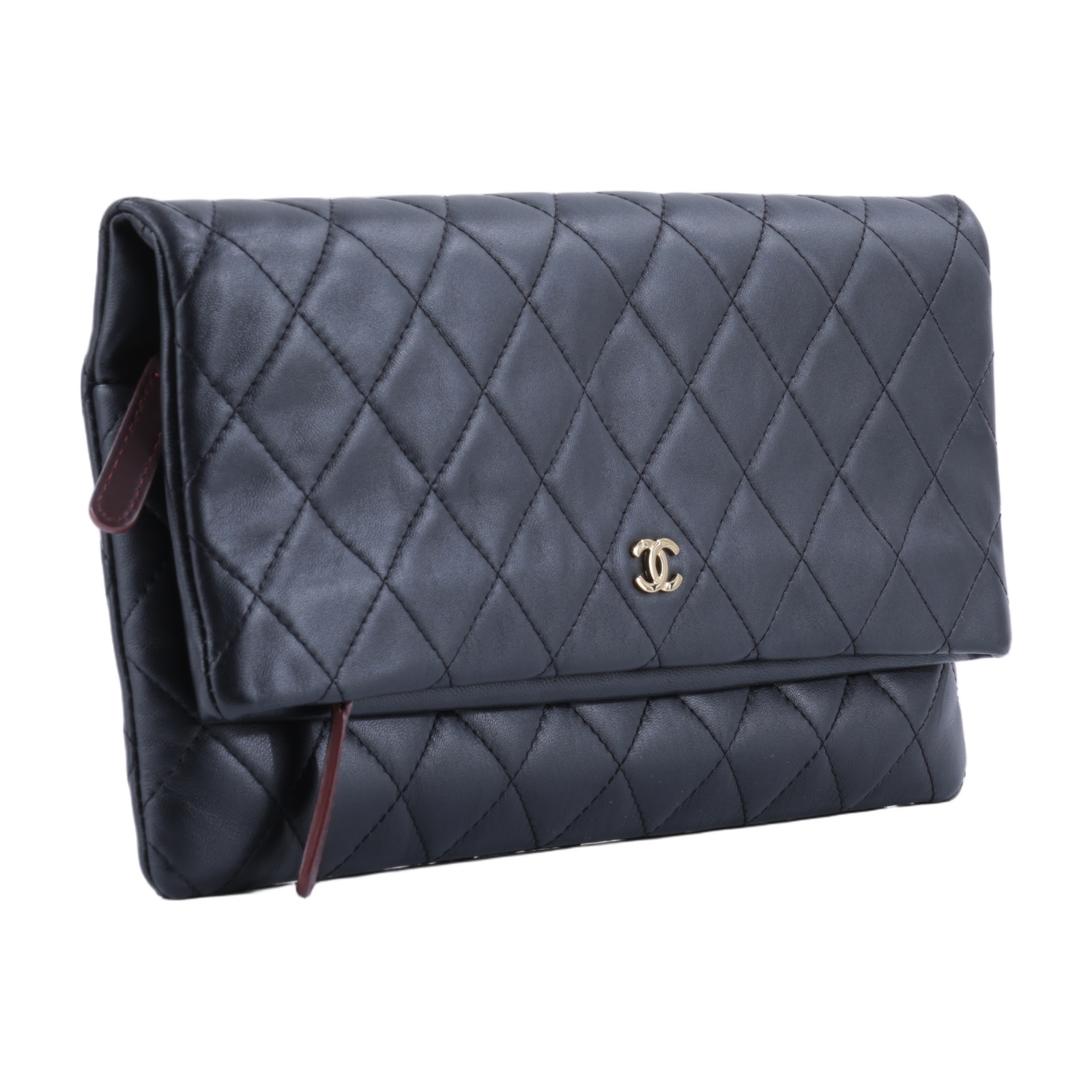 香奈兒 CHANEL CC LOGO 手拿包  21開黑金羊手拿包 防塵袋/保證卡