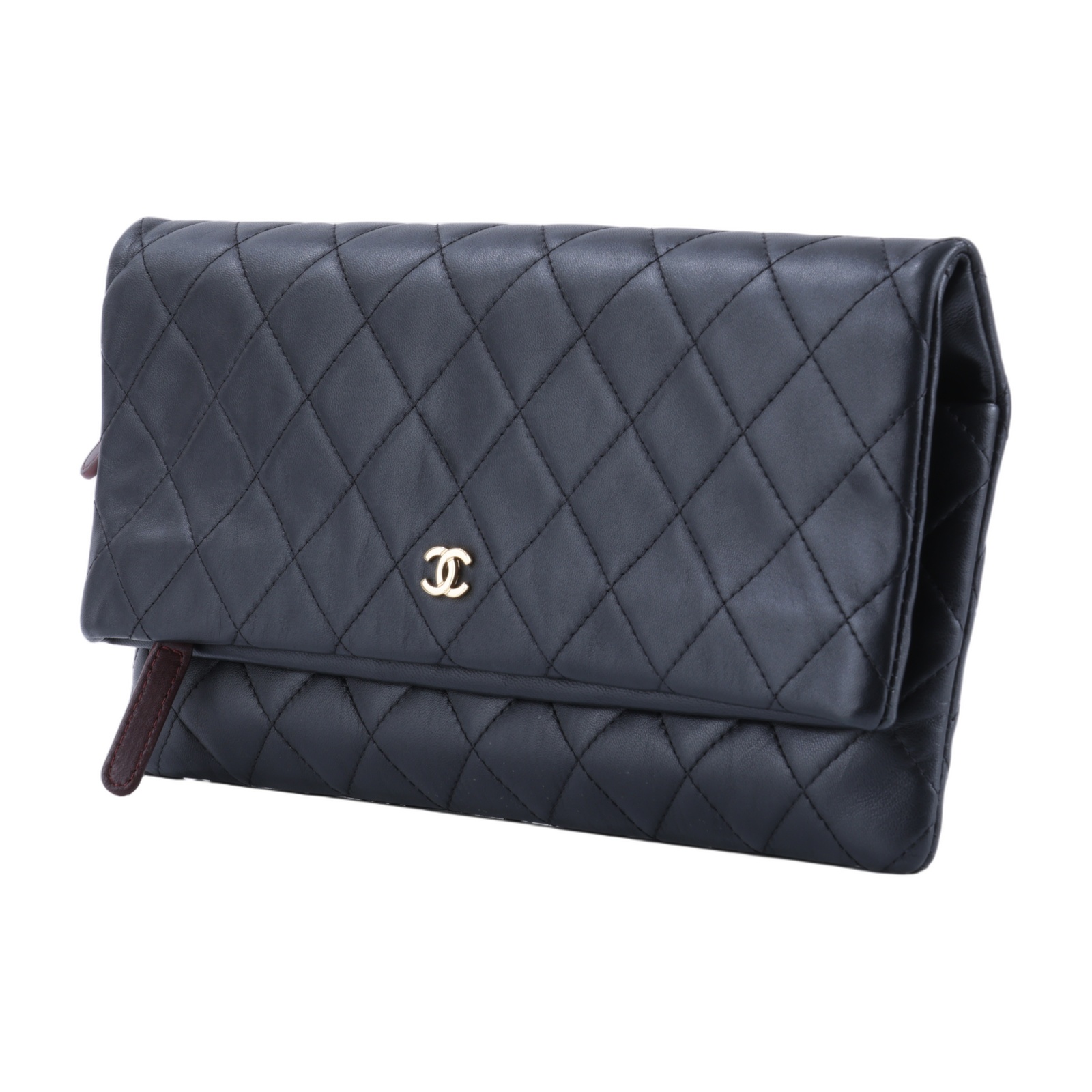 香奈兒 CHANEL CC LOGO 手拿包  21開黑金羊手拿包 防塵袋/保證卡