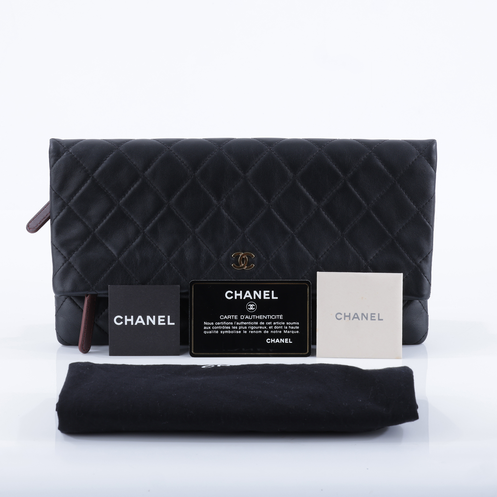 香奈兒 CHANEL CC LOGO 手拿包  21開黑金羊手拿包 防塵袋/保證卡