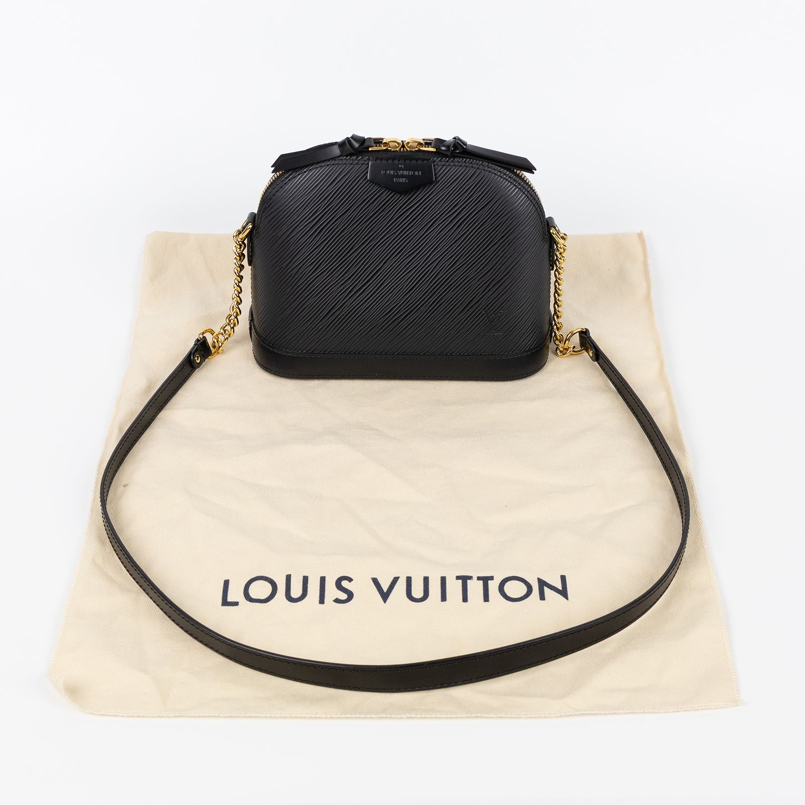 路易威登 LOUIS VUITTON Alma Mini 迷你 Epi皮革 M51405 黑EPI水波紋貝殼包 防塵袋