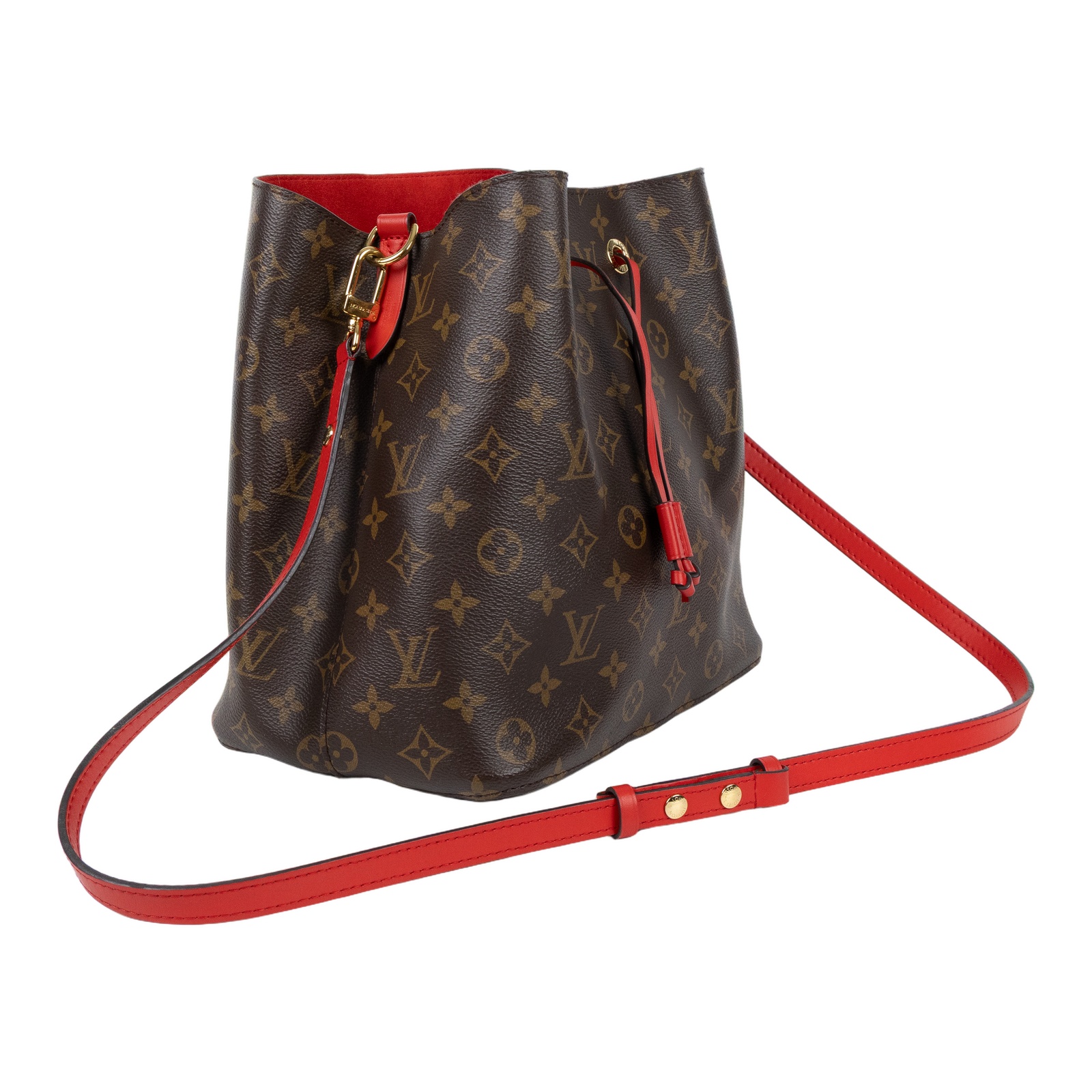 路易威登 LOUIS VUITTON NéoNoé MM 經典帆布 肩背 水桶包 紅色 M44021 紅原花NEONOE水桶 防塵袋/背帶