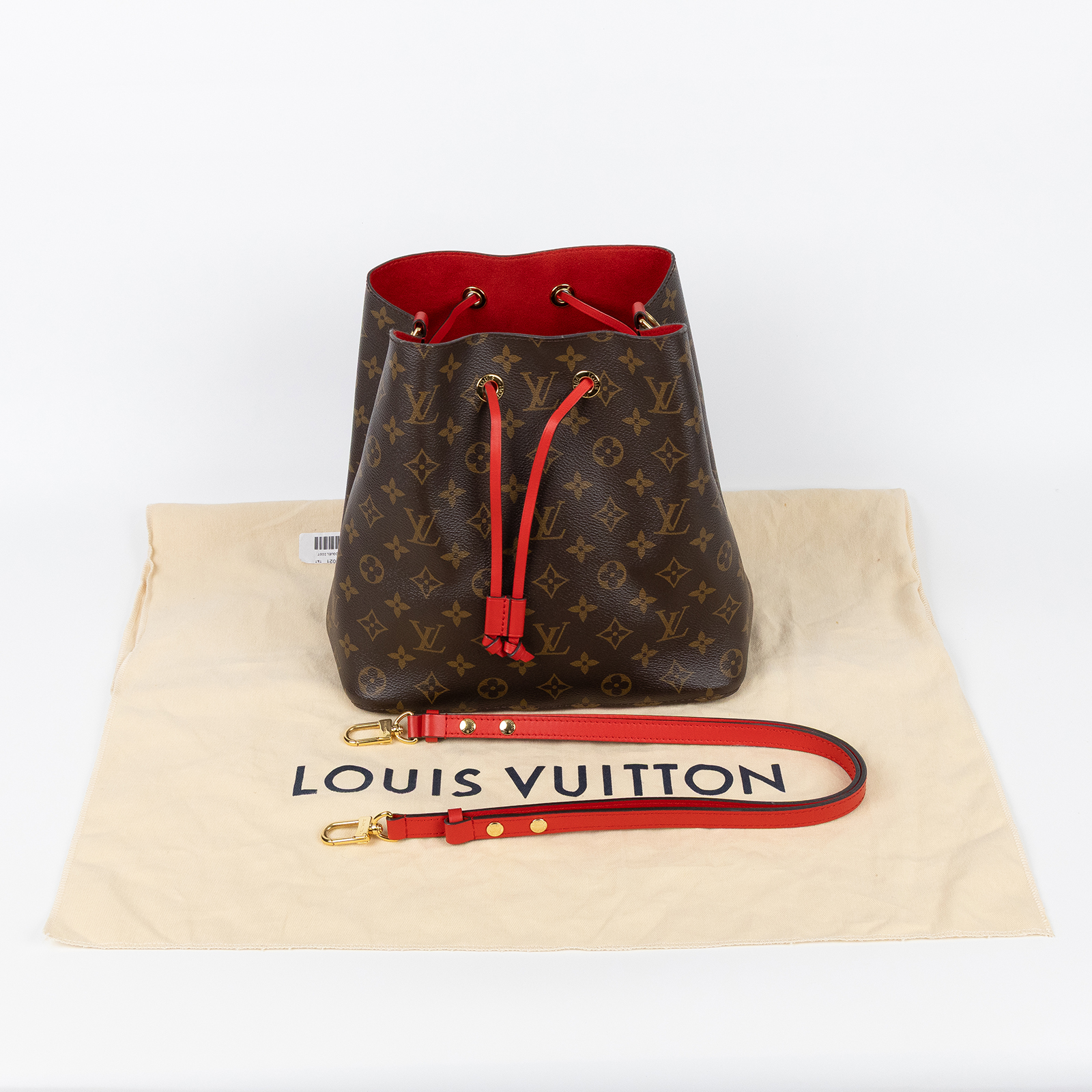 路易威登 LOUIS VUITTON NéoNoé MM 經典帆布 肩背 水桶包 紅色 M44021 紅原花NEONOE水桶 防塵袋/背帶