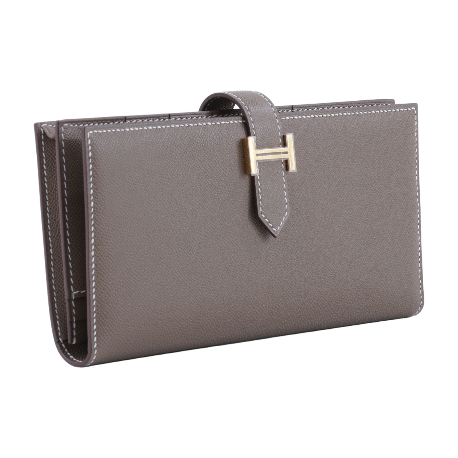 愛馬仕 Hermes Bearn Soufflet 長夾 BEARNL W SN 011 BX W刻 大象灰BEARN長夾 原廠盒子