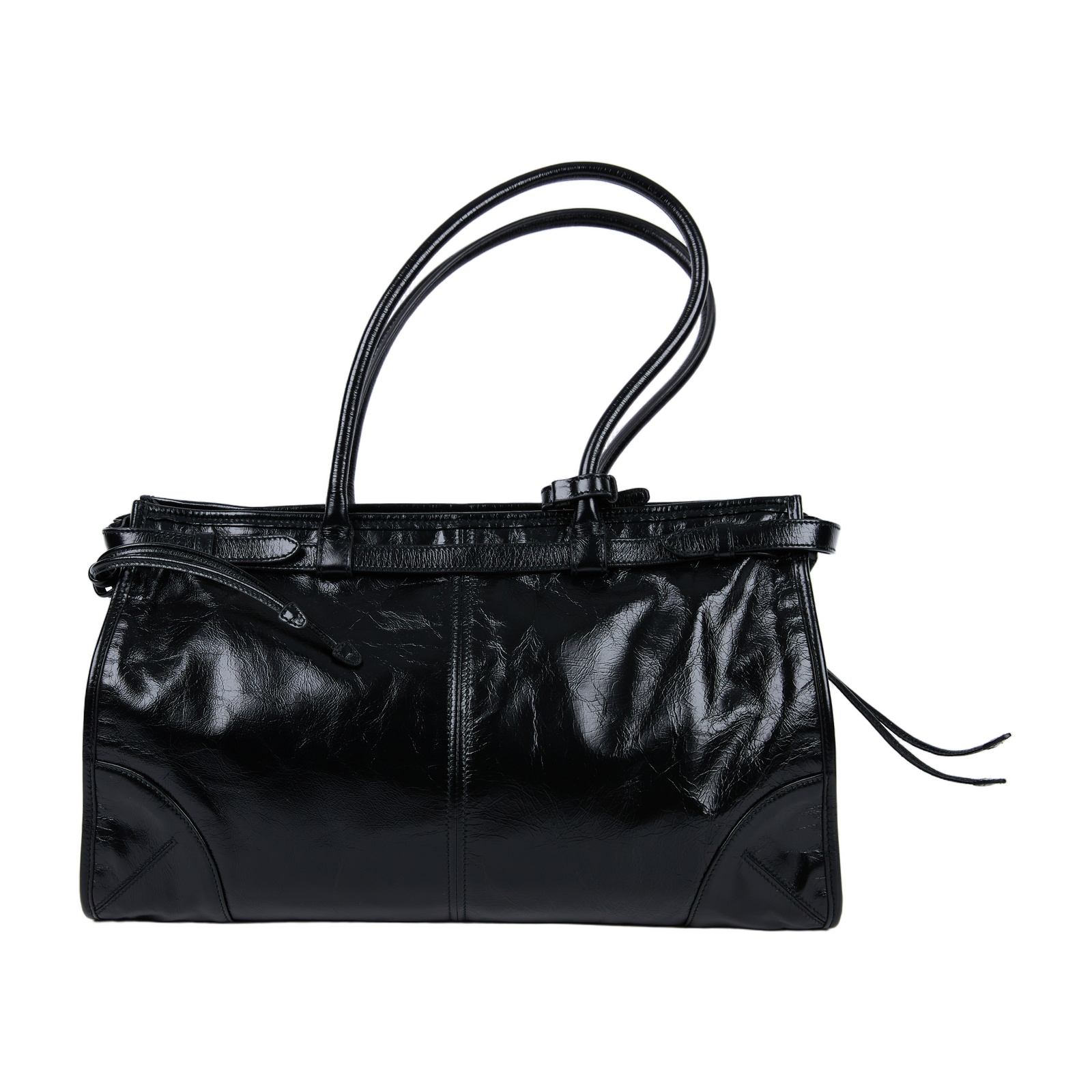 普拉達 PRADA Bonnie 皮革手提包 大型 1BA433_2CYR 黑Bonnie 大號皮革手袋 防塵袋/背帶/購買證明