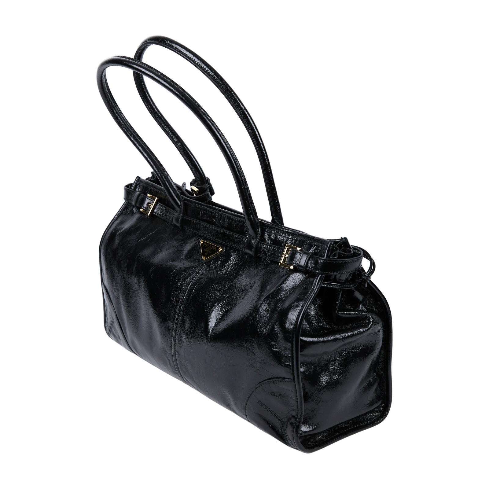 普拉達 PRADA Bonnie 皮革手提包 大型 1BA433_2CYR 黑Bonnie 大號皮革手袋 防塵袋/背帶/購買證明