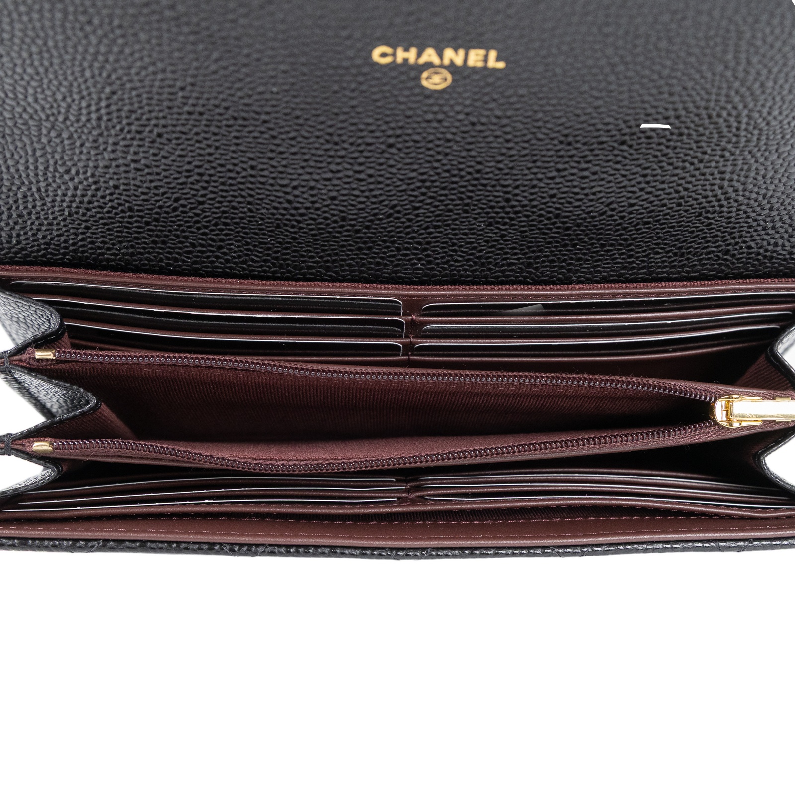香奈兒 CHANEL 荔枝皮 扣式 翻蓋 二折長夾 金色五金 AP0241 Y01864 晶片款 黑金荔枝長夾 原廠盒子/防塵袋/限定包裝緞帶/購買證明影本