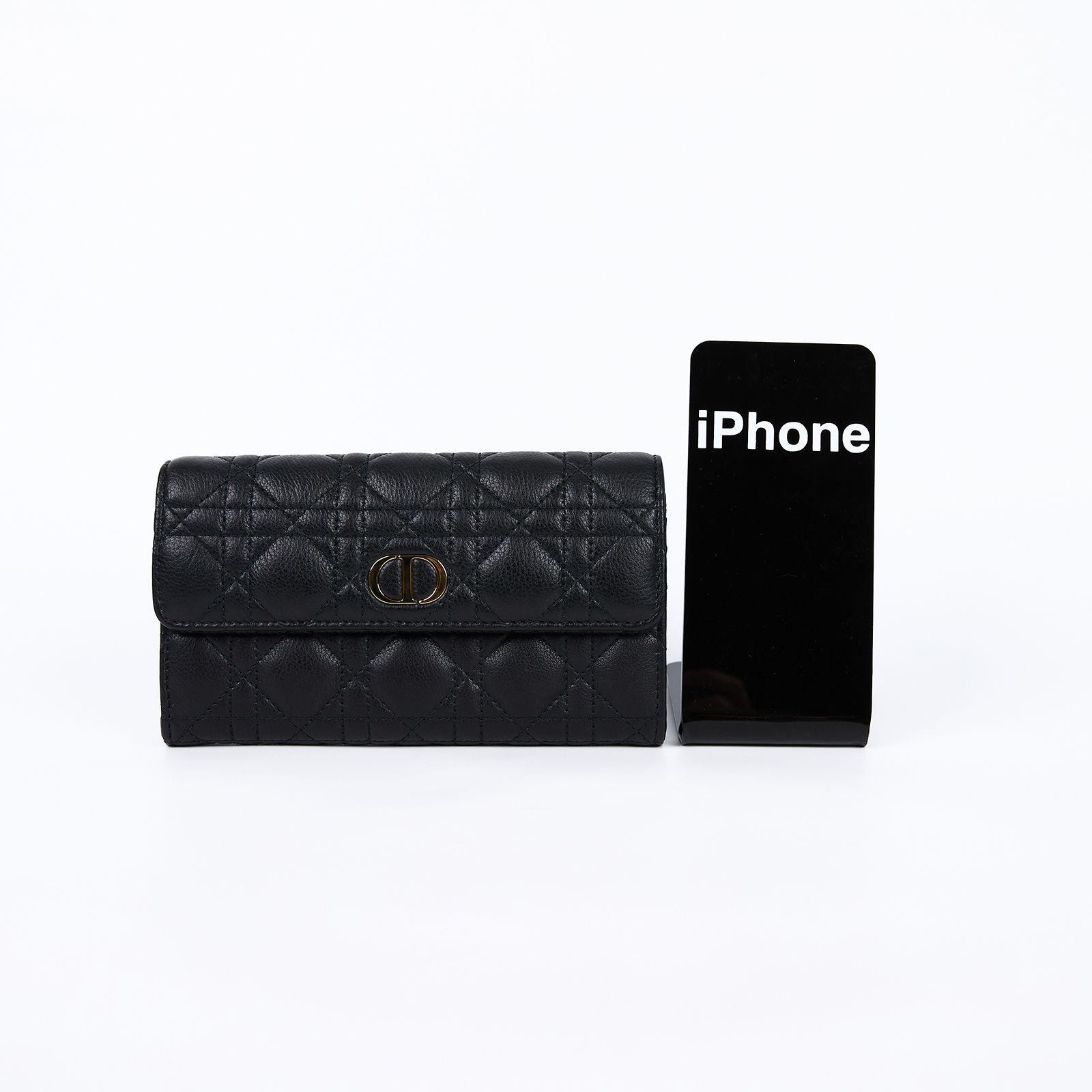 迪奧 CHRISTIAN DIOR Caro 錢包 長夾 小牛皮 S5039UWHC 黑金CARO長夾 原廠盒子/防塵袋