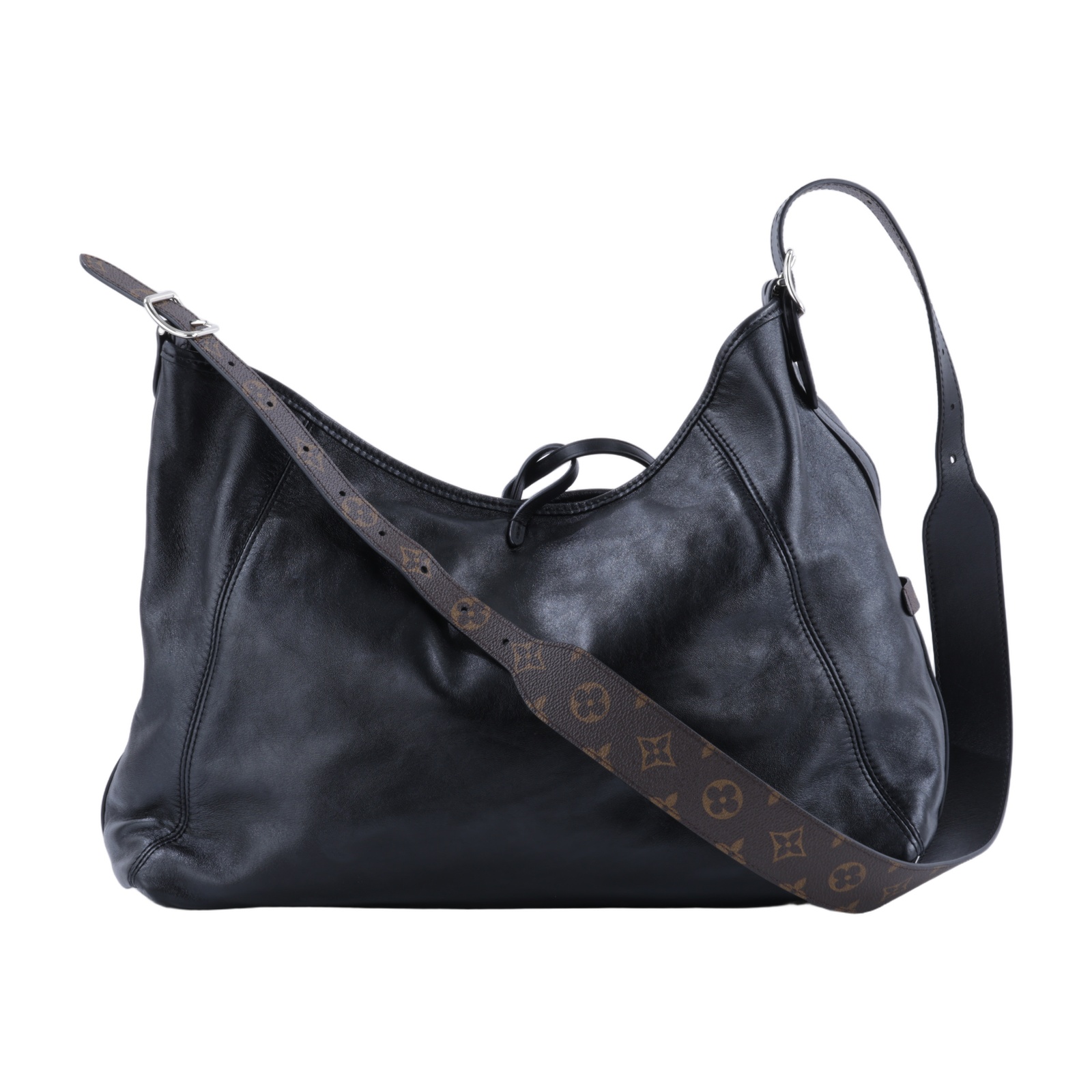 路易威登 LOUIS VUITTON CarryAll Vibe MM 手提 肩背包 黑色 M25143 晶片款  背帶/內袋/吊牌