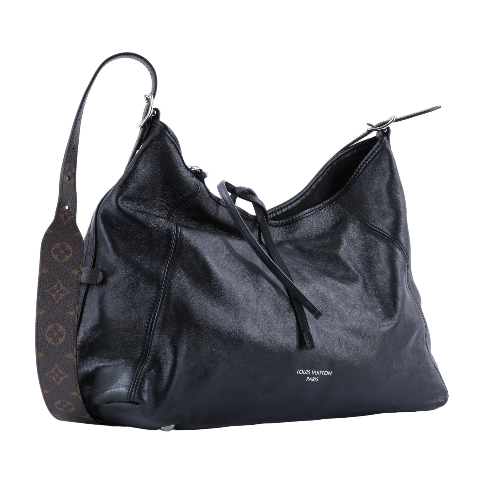 路易威登 LOUIS VUITTON CarryAll Vibe MM 手提 肩背包 黑色 M25143 晶片款  背帶/內袋/吊牌