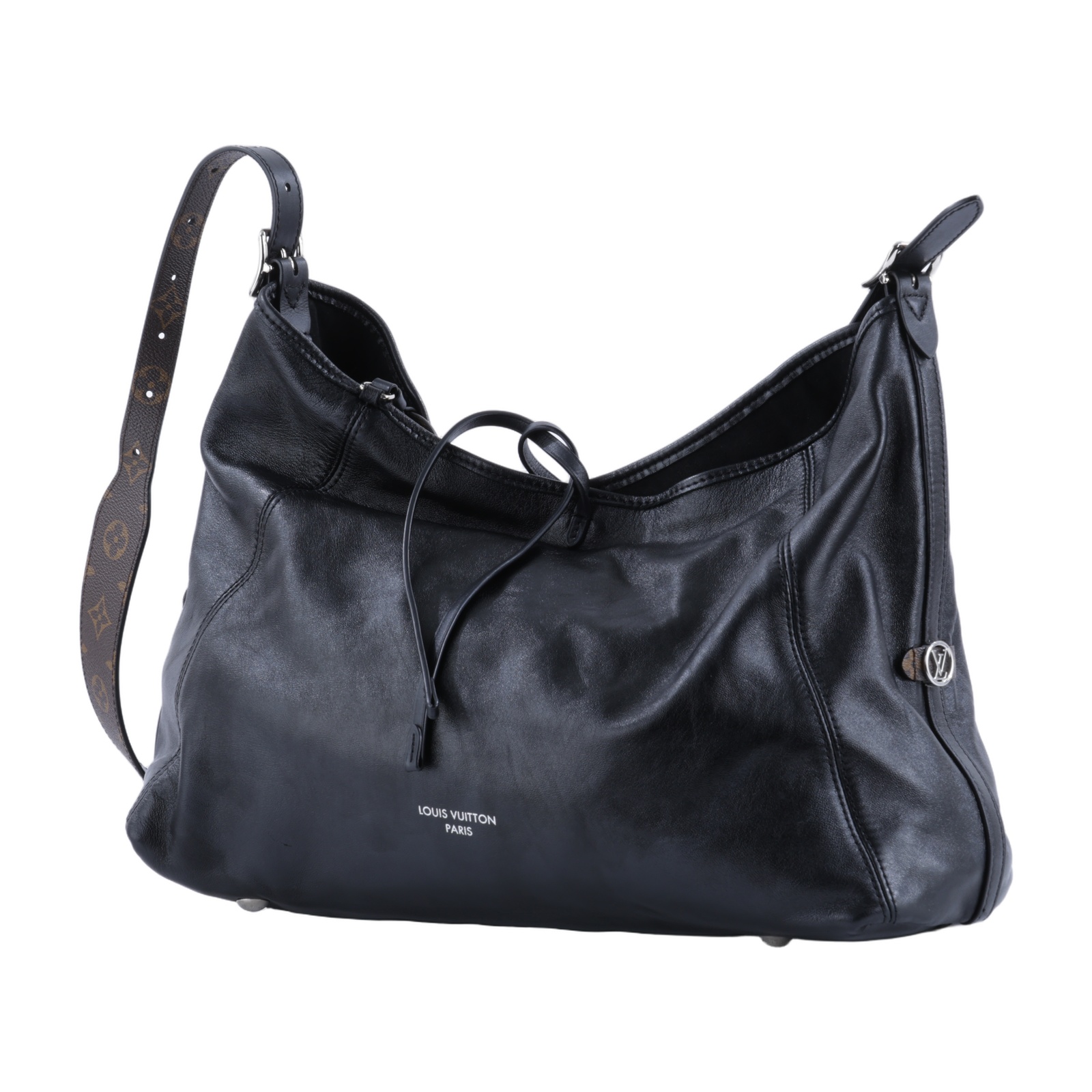 路易威登 LOUIS VUITTON CarryAll Vibe MM 手提 肩背包 黑色 M25143 晶片款  背帶/內袋/吊牌