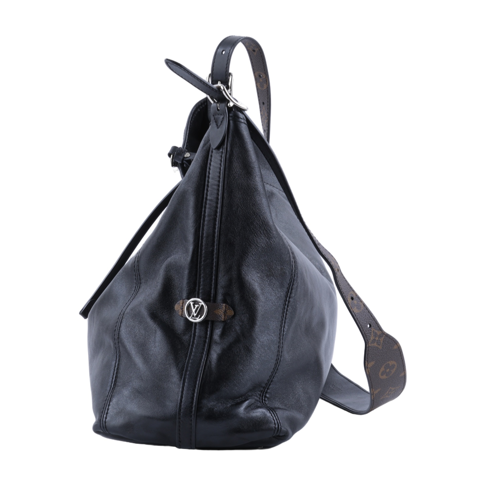 路易威登 LOUIS VUITTON CarryAll Vibe MM 手提 肩背包 黑色 M25143 晶片款  背帶/內袋/吊牌