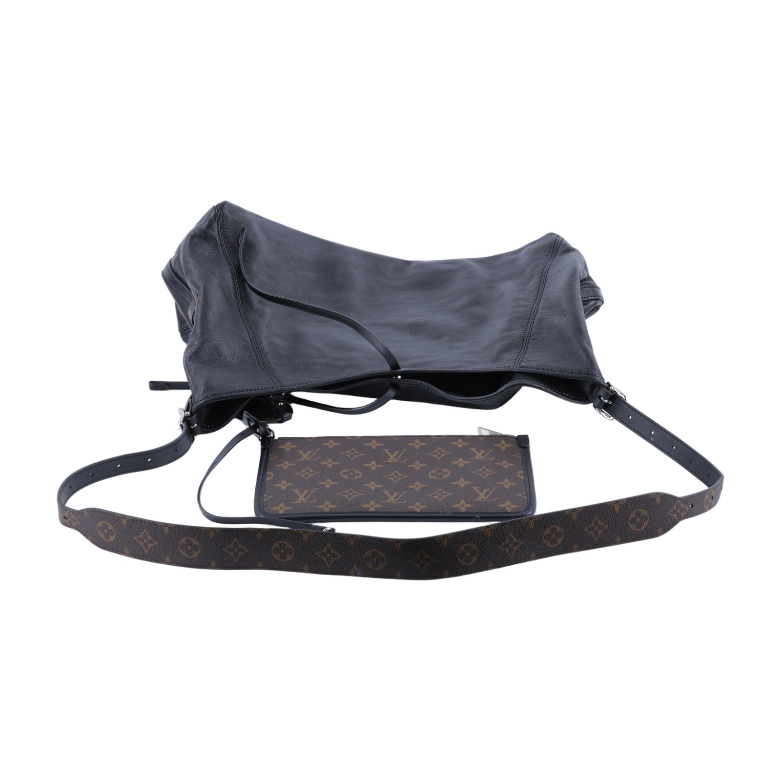 路易威登 LOUIS VUITTON CarryAll Vibe MM 手提 肩背包 黑色 M25143 晶片款  背帶/內袋/吊牌