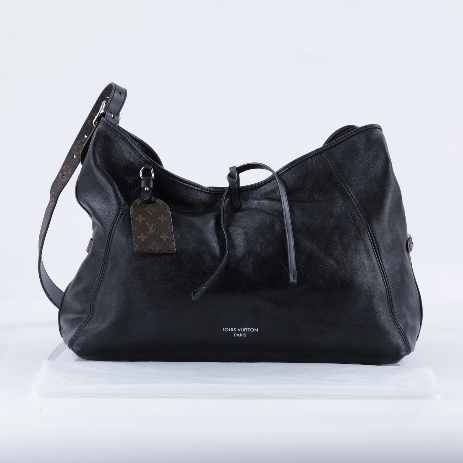 路易威登 LOUIS VUITTON CarryAll Vibe MM 手提 肩背包 黑色 M25143 晶片款  背帶/內袋/吊牌