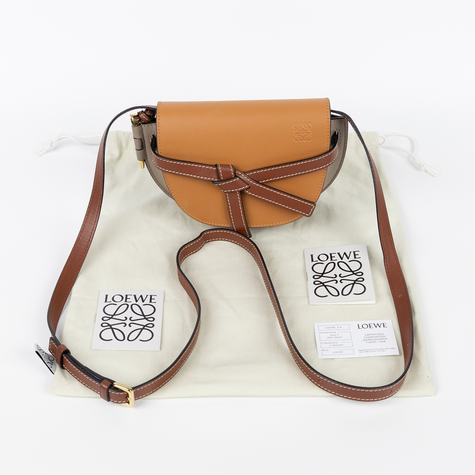 羅意威 LOEWE Mini Gate Dual bag 迷你 小牛皮 肩背包 A650N46X08 焦糖雙色MINI GATE 防塵袋