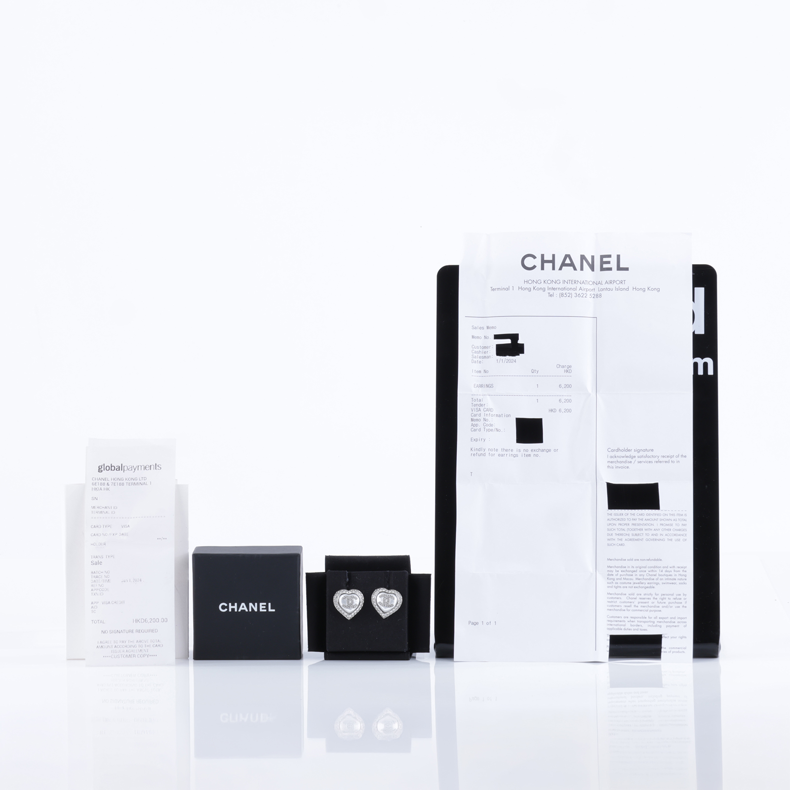 香奈兒 CHANEL 耳釘 ABB632 B14143ABB632/B23B 愛心水鑽耳環 原廠盒子/內膽/購買證明