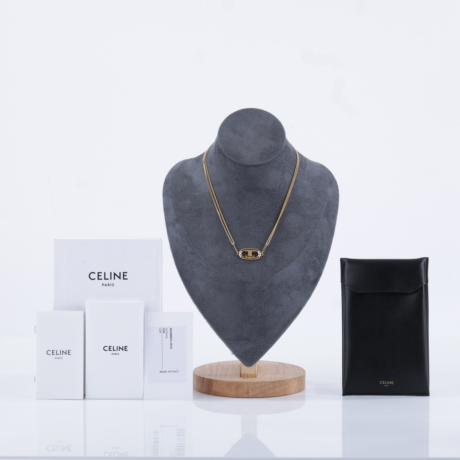 思琳 CELINE Triomphe 凱旋門 項鍊 46S896BRA 金色TRIOMPHE黃銅項鍊 原廠盒子/防塵袋