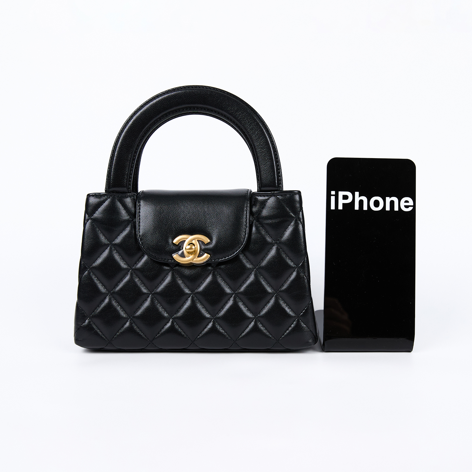 香奈兒 CHANEL Kelly Nano 手提 斜背包 AS4416 晶片款 黑金羊KELLY NANO 原廠盒子/防塵袋