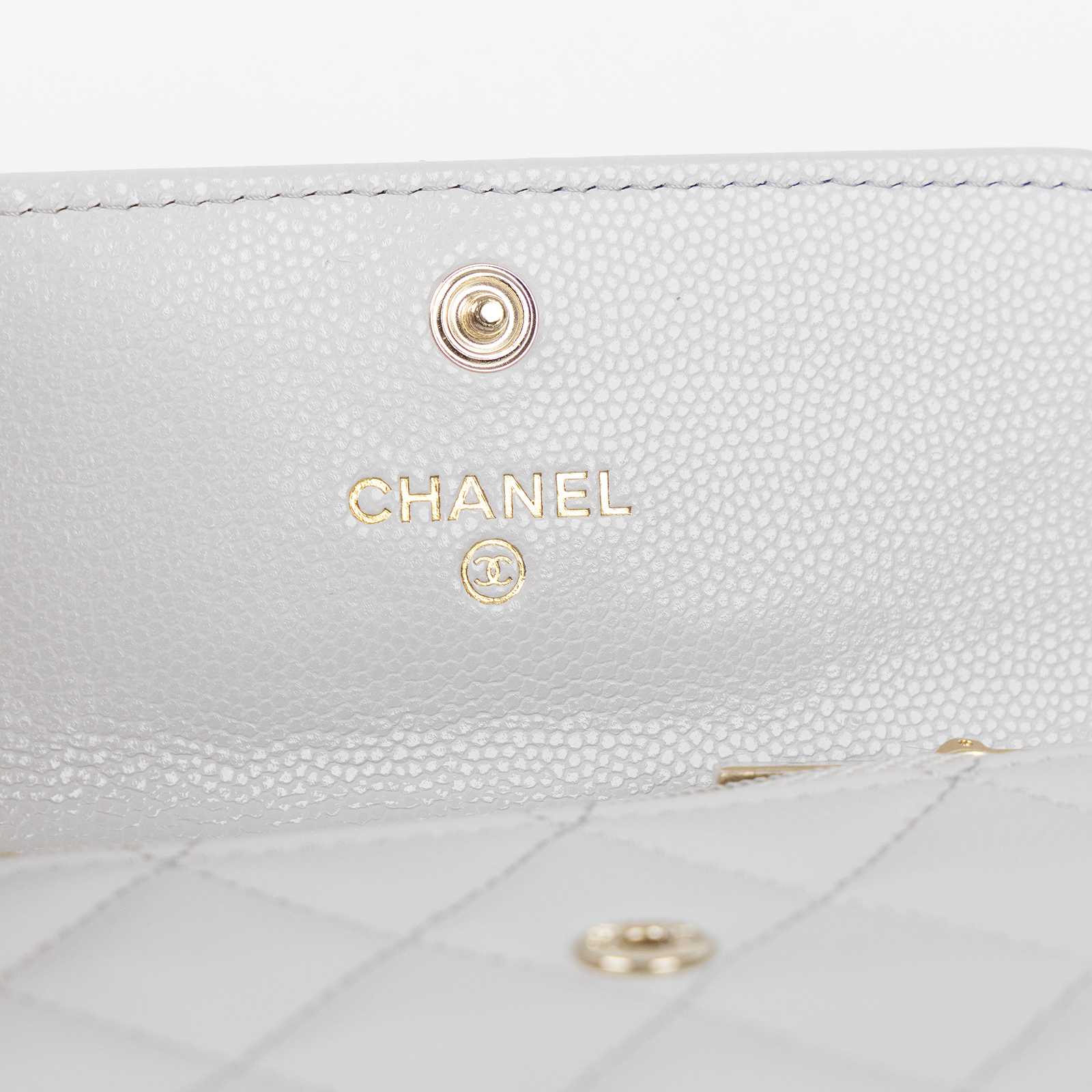香奈兒 CHANEL 零錢包 短夾 卡包 皮夾 AP4719 晶片款 灰藍色雙C荔枝牛卡包 原廠盒子/防塵袋